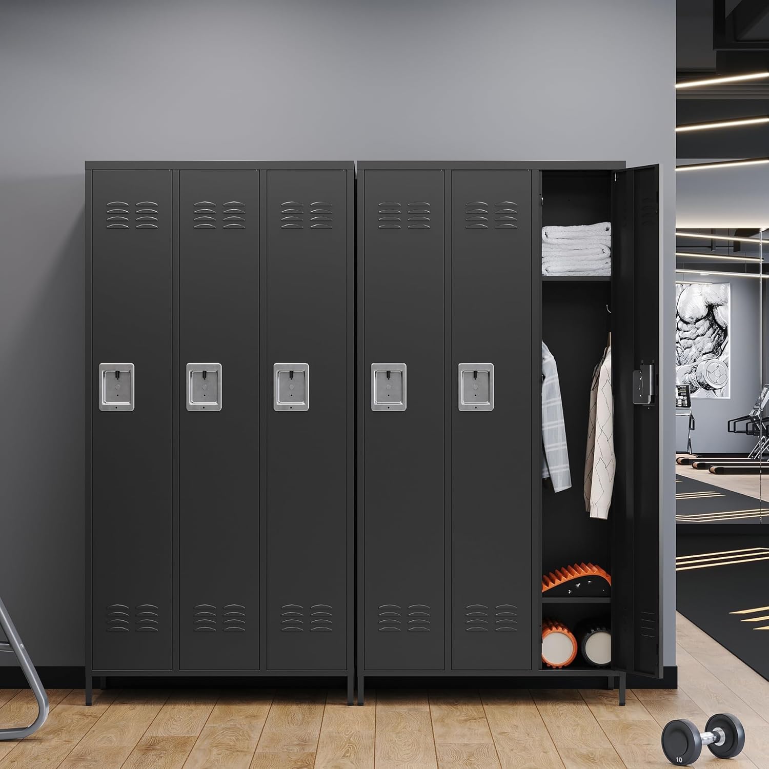Metal Lockers for Employees-6 Door Storage Locker with Shelves and Lockable Steel Cabinet for School,Gym,Office,Staff (Gray, 6 Door)