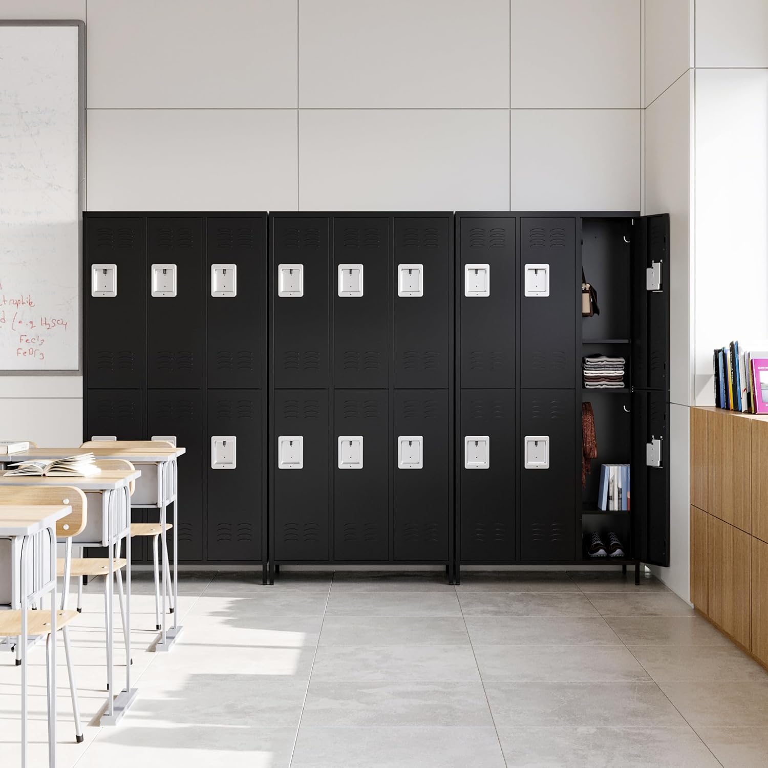 Metal Lockers for Employees-6 Door Storage Locker with Shelves and Lockable Steel Cabinet for School,Gym,Office,Staff (Gray, 6 Door)