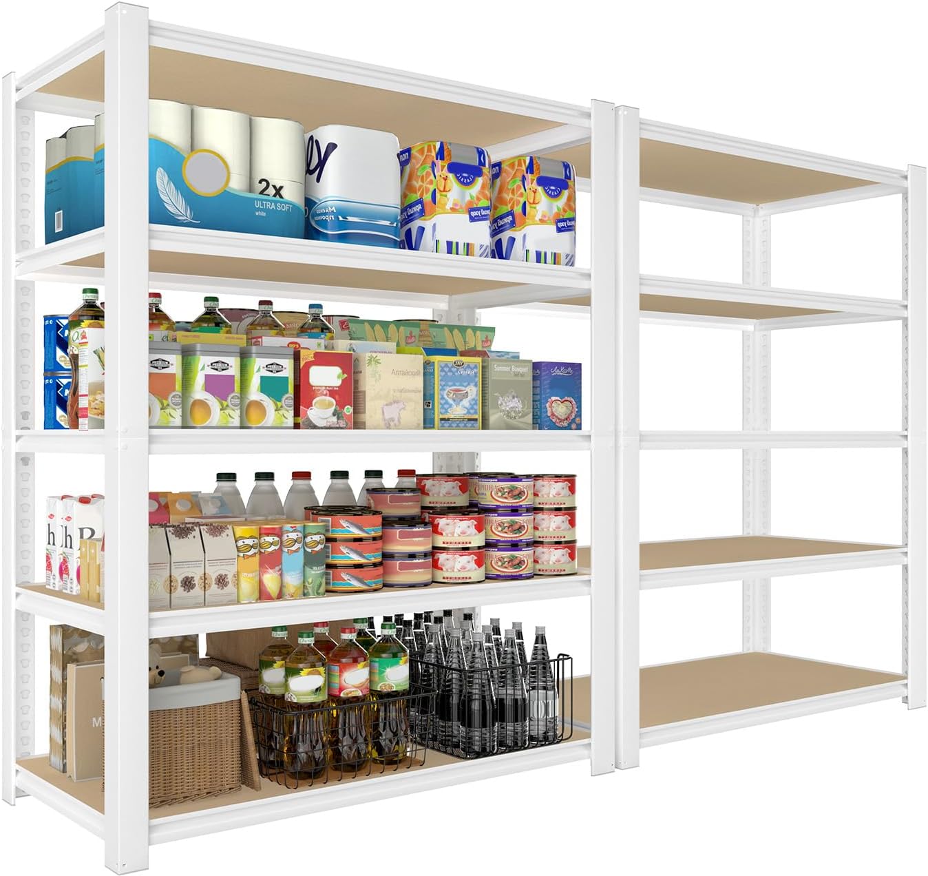 5-Tier Adjustable Metal Shelving Unit, Heavy Duty Utility Storage Rack for Kitchen, Pantry & Closet, 36"W x 16"D x 72"H, White