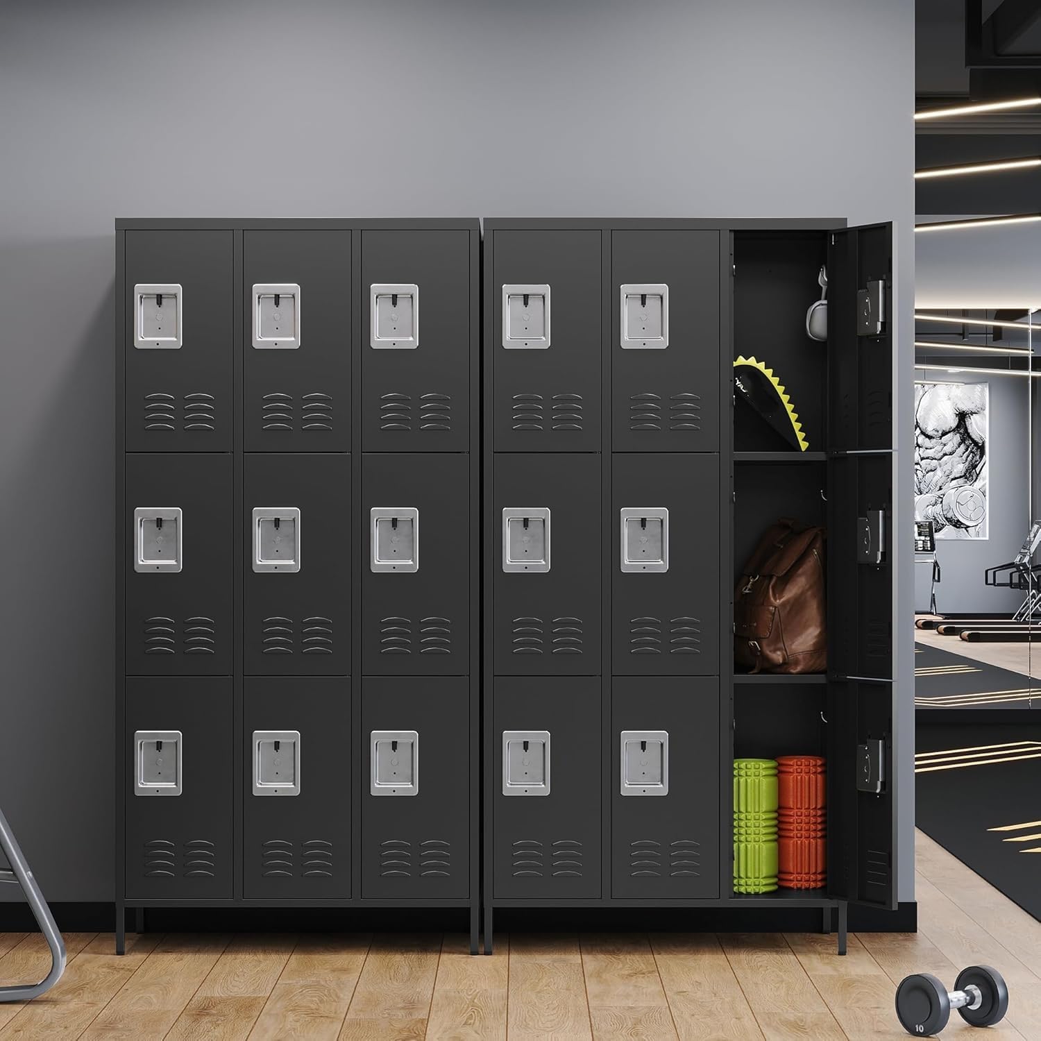 Metal Lockers for Employees-6 Door Storage Locker with Shelves and Lockable Steel Cabinet for School,Gym,Office,Staff (Gray, 6 Door)