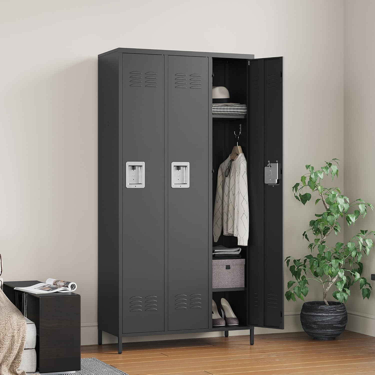 Metal Lockers for Employees-6 Door Storage Locker with Shelves and Lockable Steel Cabinet for School,Gym,Office,Staff (Gray, 6 Door)