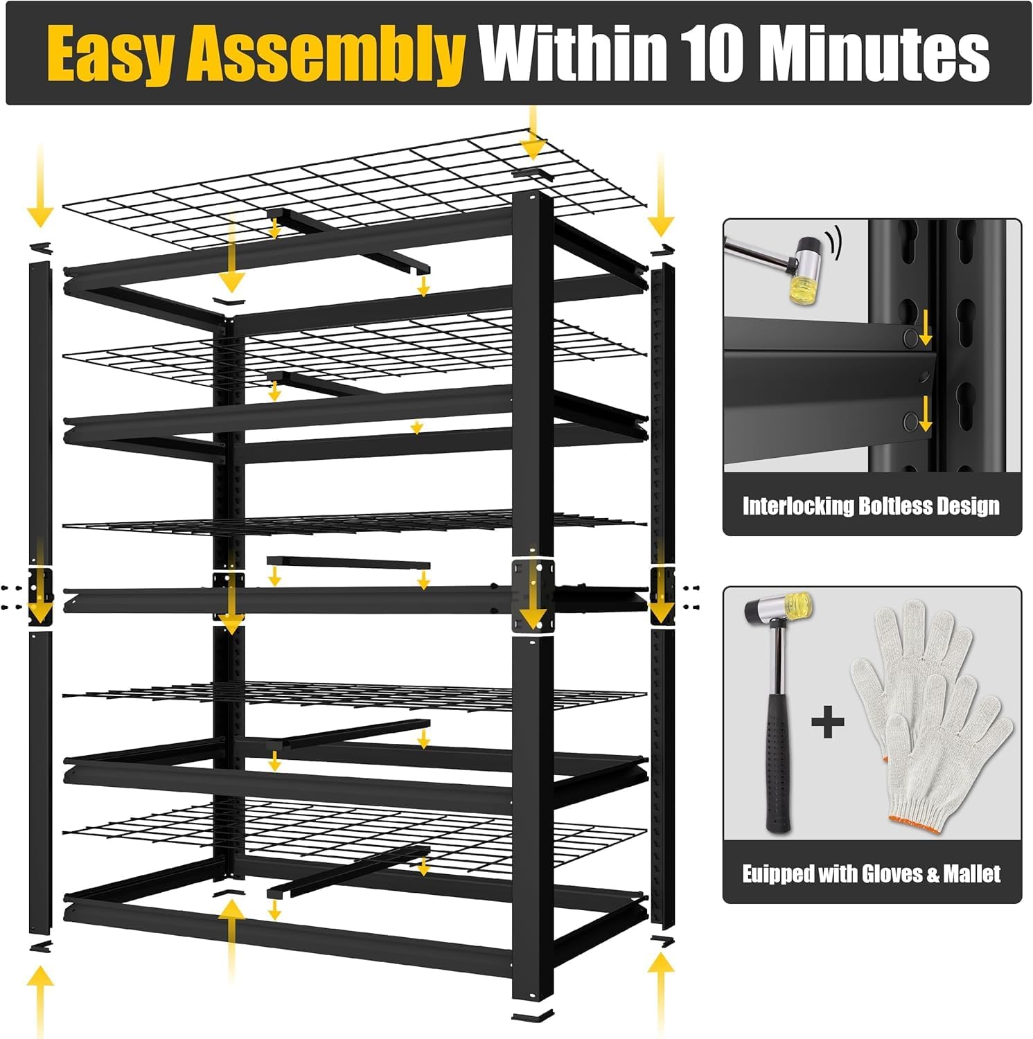 4-Tier Heavy Duty Metal Wire Shelving, Adjustable 2200 lbs Garage Storage Rack for Basement, Pantry & Warehouse, 40"W x 20"D x 60"H