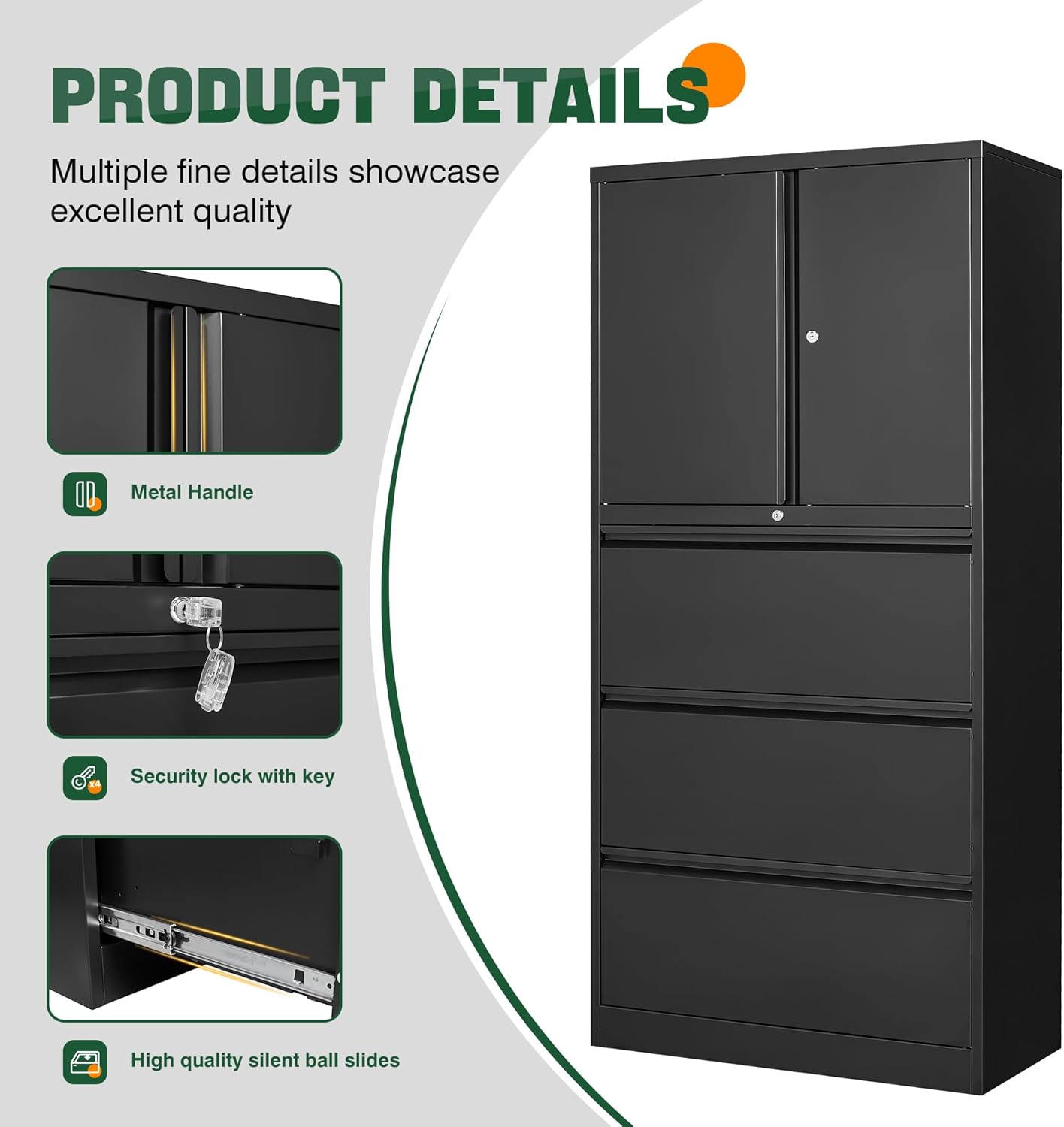 Metal Storage Cabinets for Home Office,File Cabinet-2 Drawers with Lock and Adjustable Shelves-Hang Legal/Letter/A4/F4 Size Filing-White