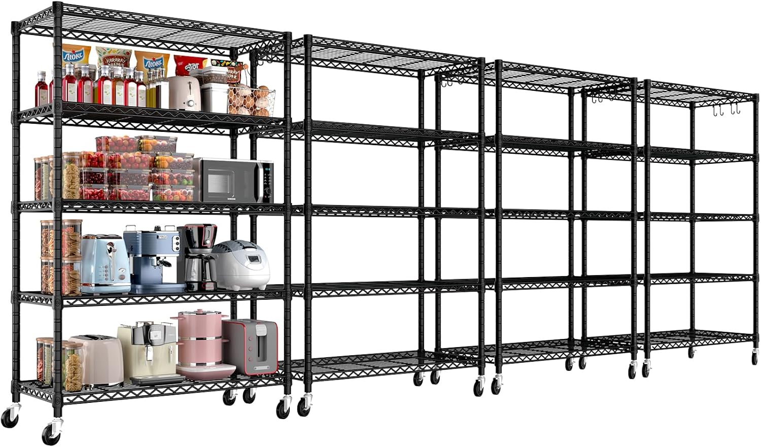 5-Tier Heavy Duty Wire Shelving Unit, Adjustable NSF-Certified Steel Storage Rack for Garage, Kitchen & Pantry, 35.5"W x 14"D x 72"H, Black