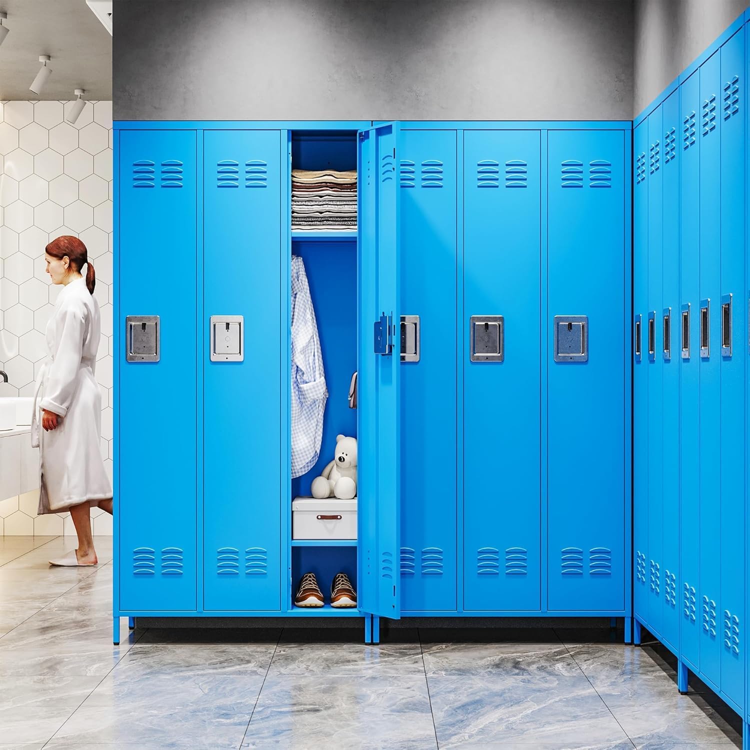 Metal Lockers for Employees-6 Door Storage Locker with Shelves and Lockable Steel Cabinet for School,Gym,Office,Staff (Gray, 6 Door)