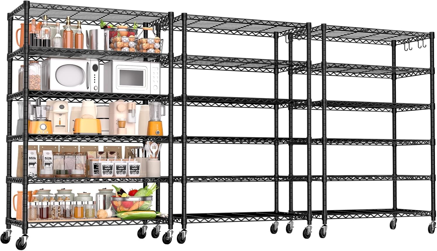5-Tier Heavy Duty Wire Shelving with Wheels, Adjustable NSF-Certified Rolling Storage Rack for Kitchen, Garage & Laundry, 36"W x 14"D x 74"H