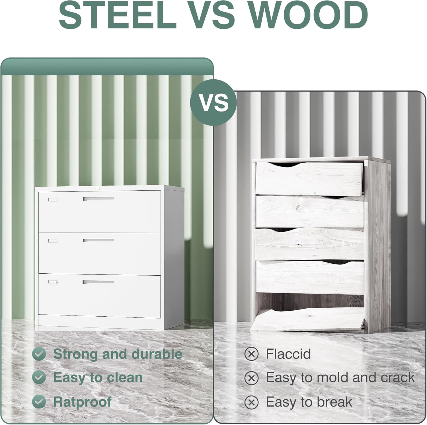 Metal Lateral File Cabinets with Lock,2 Drawer Steel Wide Filing Organization Storage Cabinets,Home Office Furniture for Hanging Files Letter/Legal/F4/A4 Size (Blcak-2 Drawer)