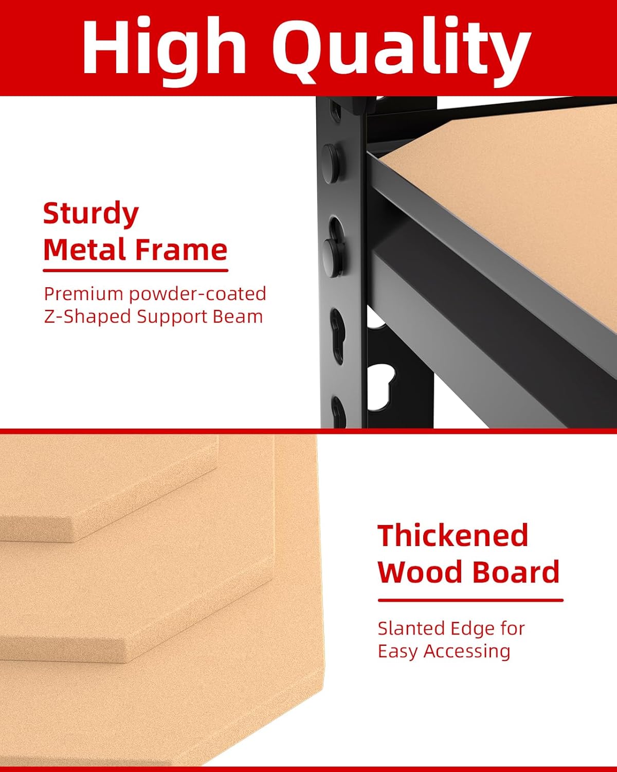 5-Tier Heavy Duty Metal Storage Shelves, Adjustable Utility Rack for Garage, Pantry & Closet, 28"W x 12"D x 59"H, Black