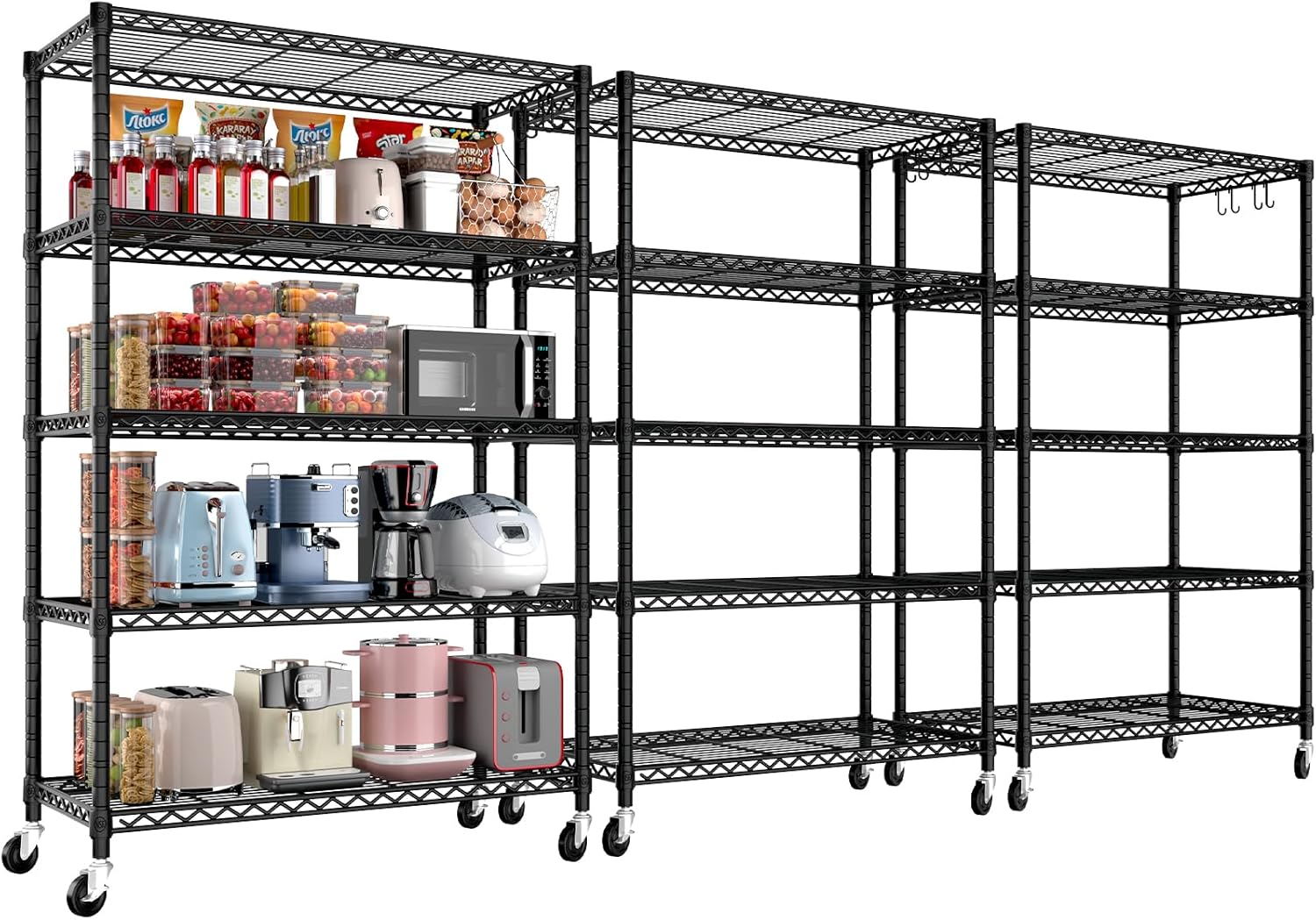 5-Tier Heavy Duty Wire Shelving Unit, Adjustable NSF-Certified Steel Storage Rack for Garage, Kitchen & Pantry, 35.5"W x 14"D x 72"H, Black