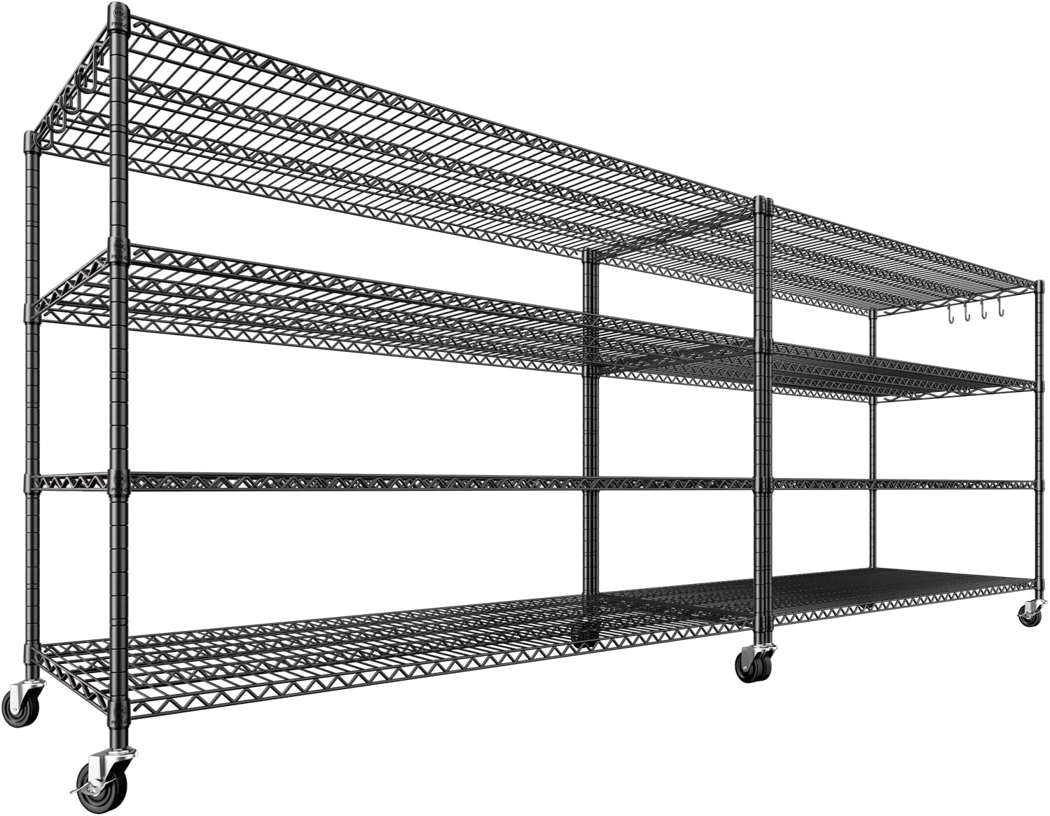 4-Tier Heavy Duty Wire Shelving with Wheels, Adjustable NSF-Certified Rolling Storage Rack for Garage & Pantry, 60"W x 24"D x 76"H