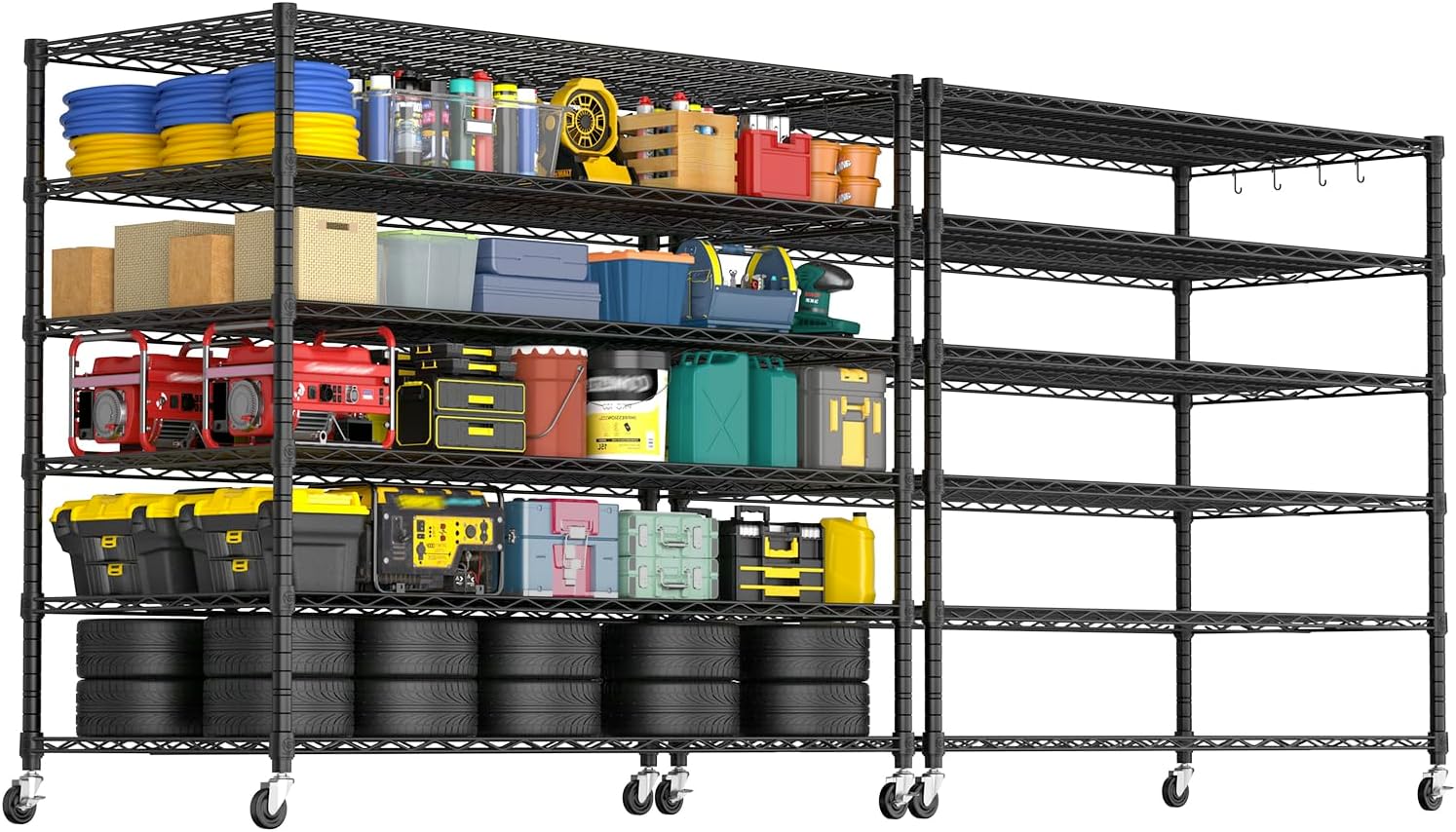 6-Tier Heavy Duty Wire Shelving with Wheels, Adjustable NSF-Certified Steel Storage Rack for Kitchen, Garage & Laundry, 36"W x 16"D x 79"H
