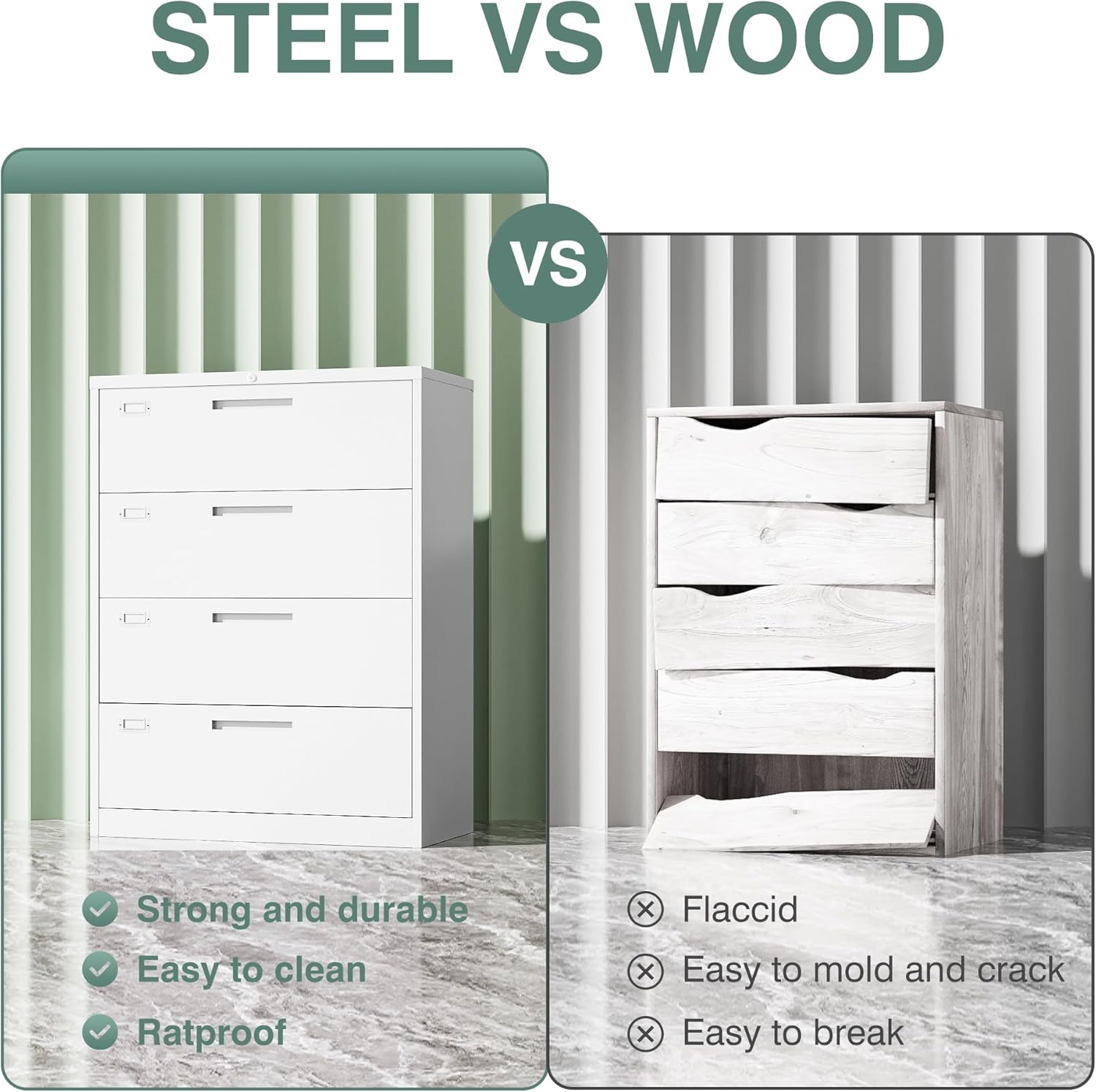 Metal Lateral File Cabinets with Lock,2 Drawer Steel Wide Filing Organization Storage Cabinets,Home Office Furniture for Hanging Files Letter/Legal/F4/A4 Size (Blcak-2 Drawer)