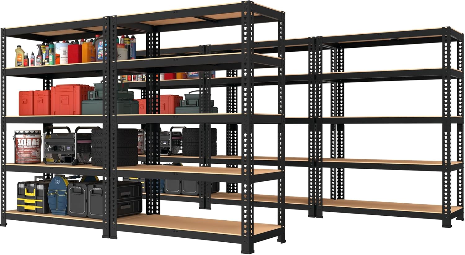 Adjustable Heavy Duty Metal Shelving Unit for Garage, Pantry & Basement Storage, 48"W x 24"D x 72"H, Black