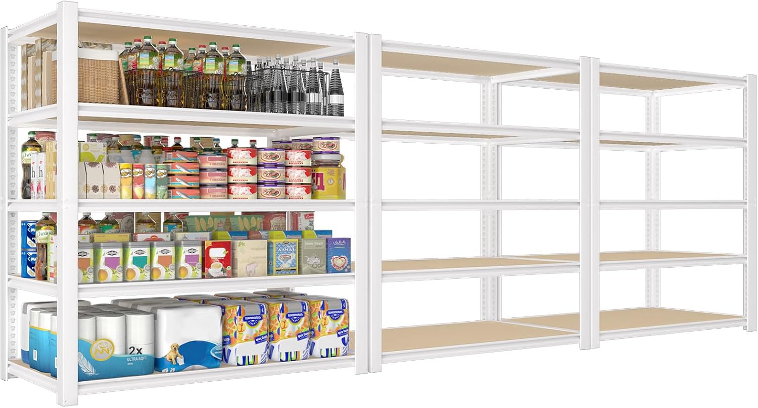 5-Tier Adjustable Metal Shelving Unit, Heavy Duty Utility Storage Rack for Kitchen, Pantry & Closet, 36"W x 16"D x 72"H, White