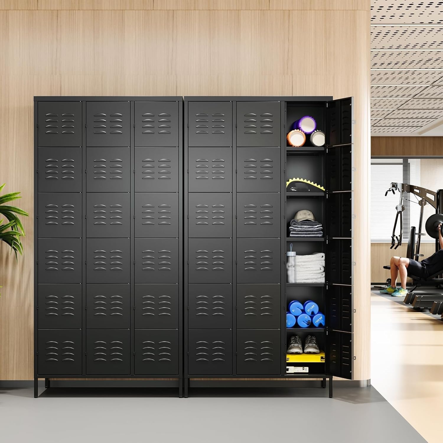 Metal Lockers for Employees-6 Door Storage Locker with Shelves and Lockable Steel Cabinet for School,Gym,Office,Staff (Gray, 6 Door)