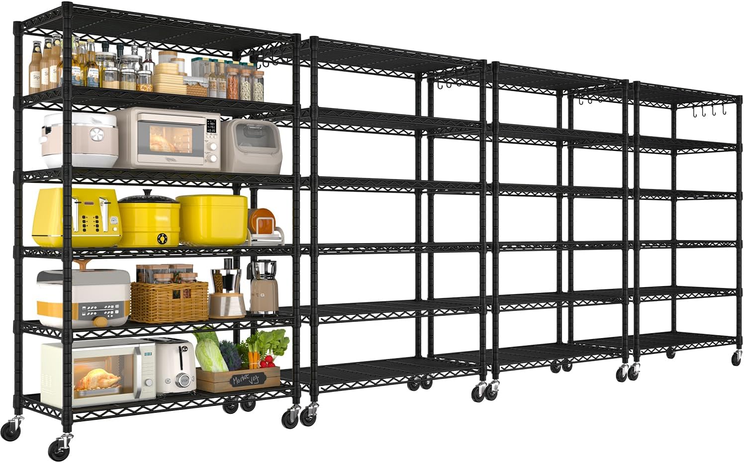 6-Tier Heavy Duty Wire Shelving with Wheels, Adjustable NSF-Certified Steel Storage Rack for Kitchen, Garage & Laundry, 36"W x 16"D x 79"H