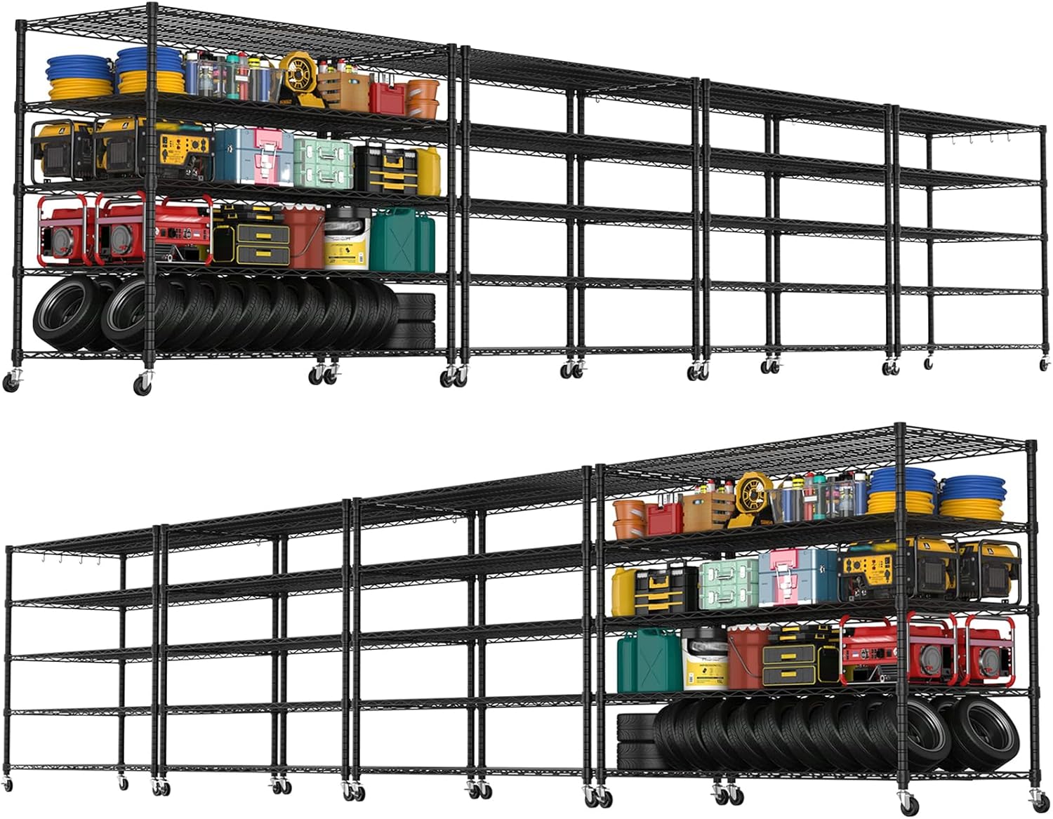 6-Tier Heavy Duty Wire Shelving with Wheels, Adjustable NSF-Certified Steel Storage Rack for Kitchen, Garage & Laundry, 36"W x 16"D x 79"H