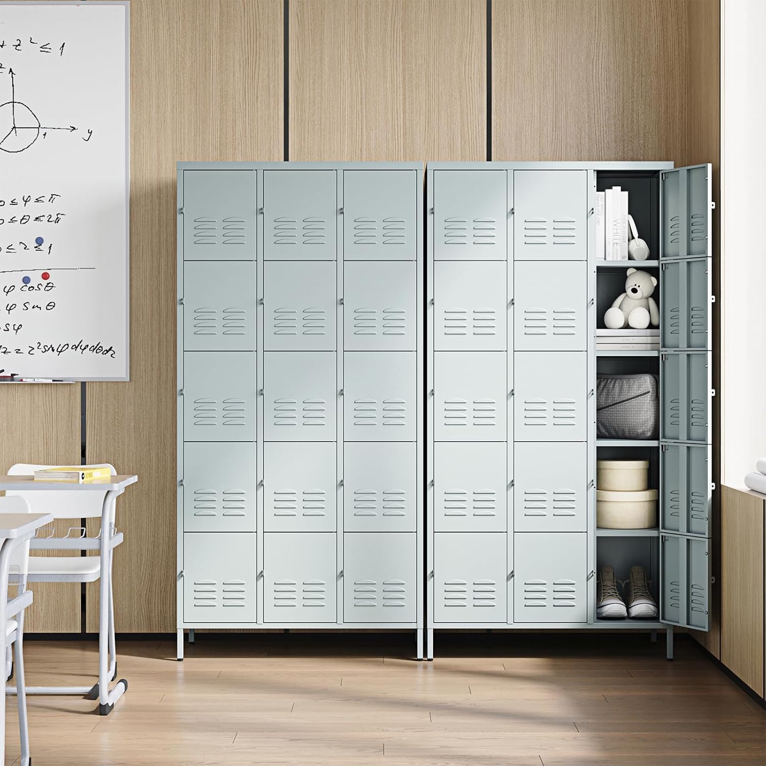 Metal Lockers for Employees-6 Door Storage Locker with Shelves and Lockable Steel Cabinet for School,Gym,Office,Staff (Gray, 6 Door)