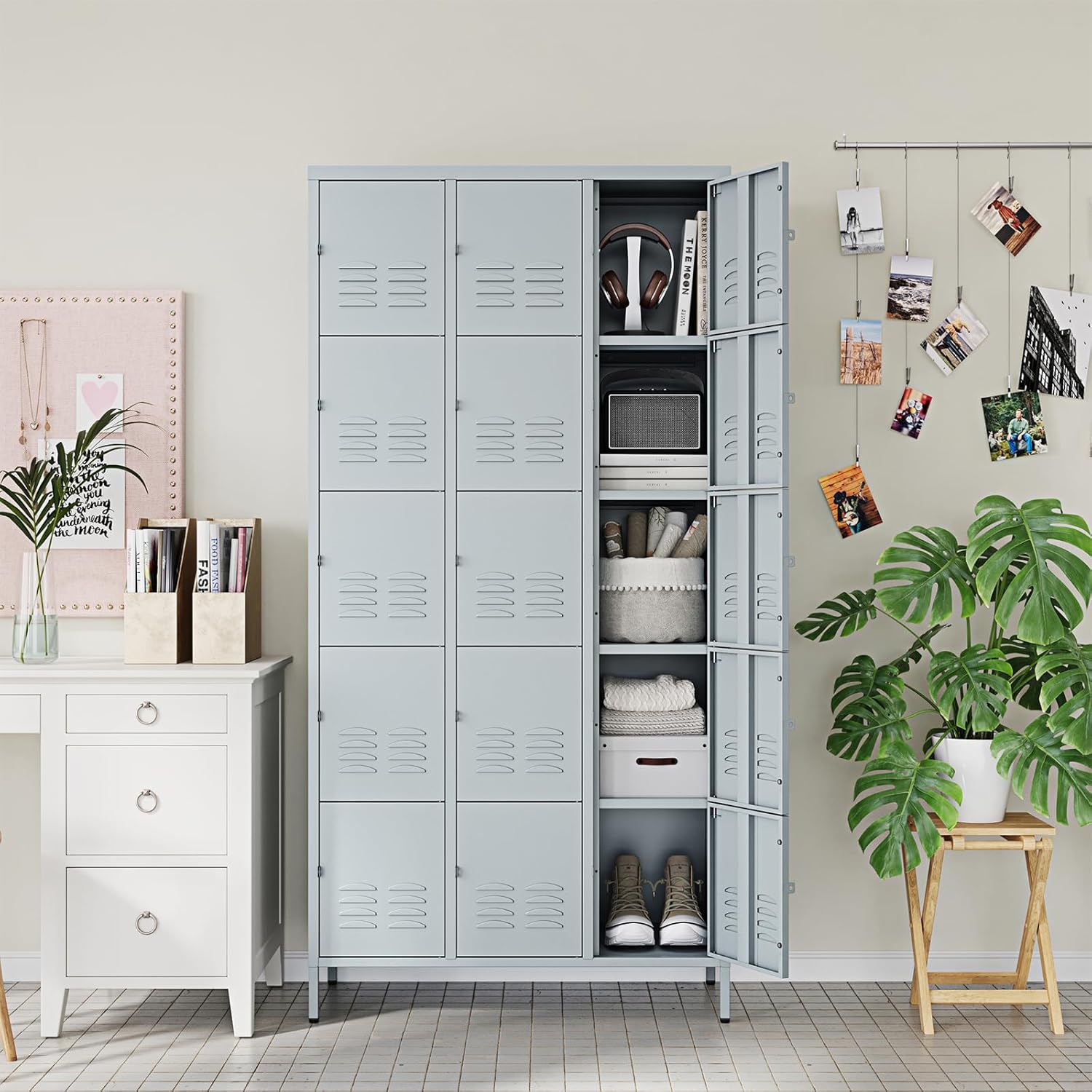 Metal Lockers for Employees-6 Door Storage Locker with Shelves and Lockable Steel Cabinet for School,Gym,Office,Staff (Gray, 6 Door)