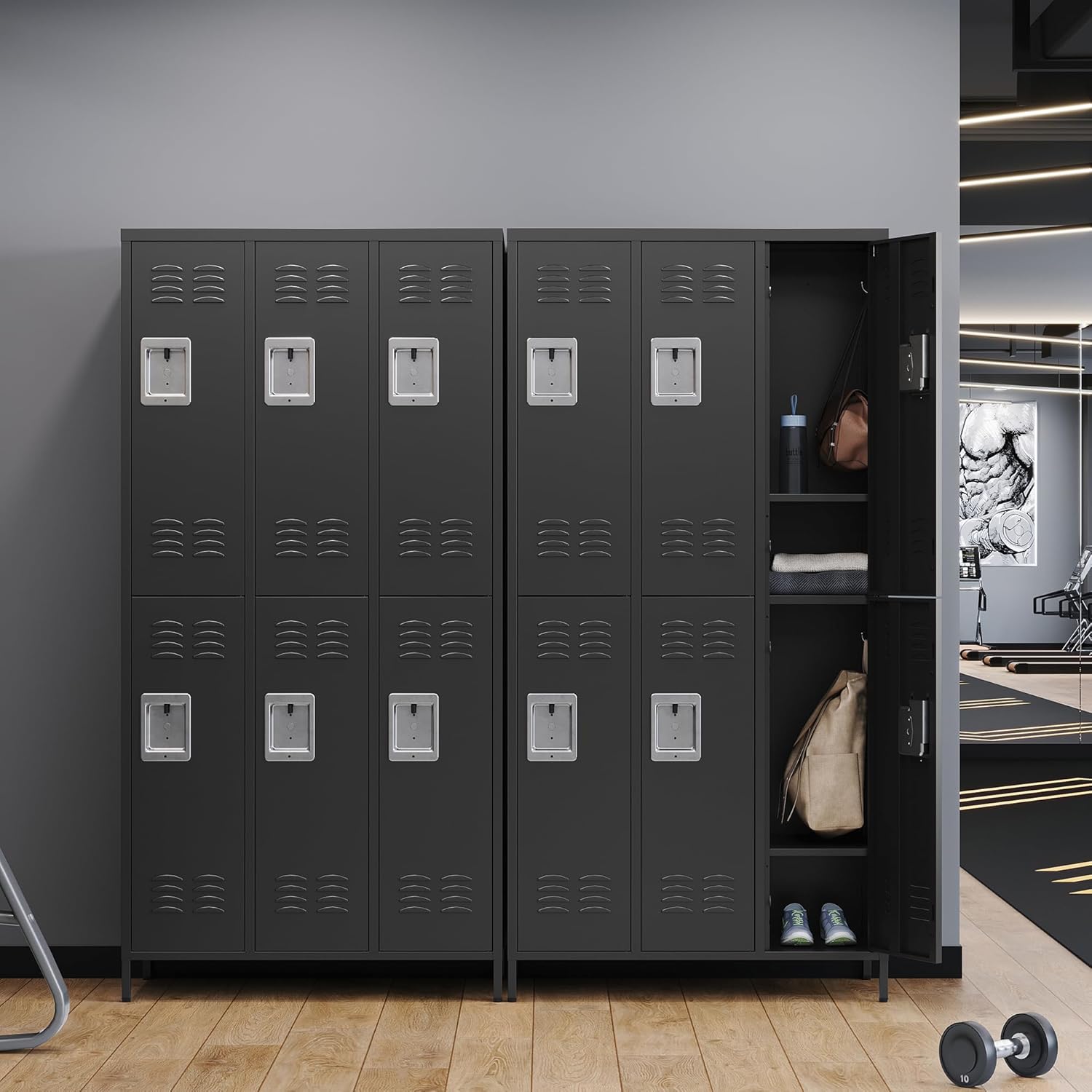 Metal Lockers for Employees-6 Door Storage Locker with Shelves and Lockable Steel Cabinet for School,Gym,Office,Staff (Gray, 6 Door)