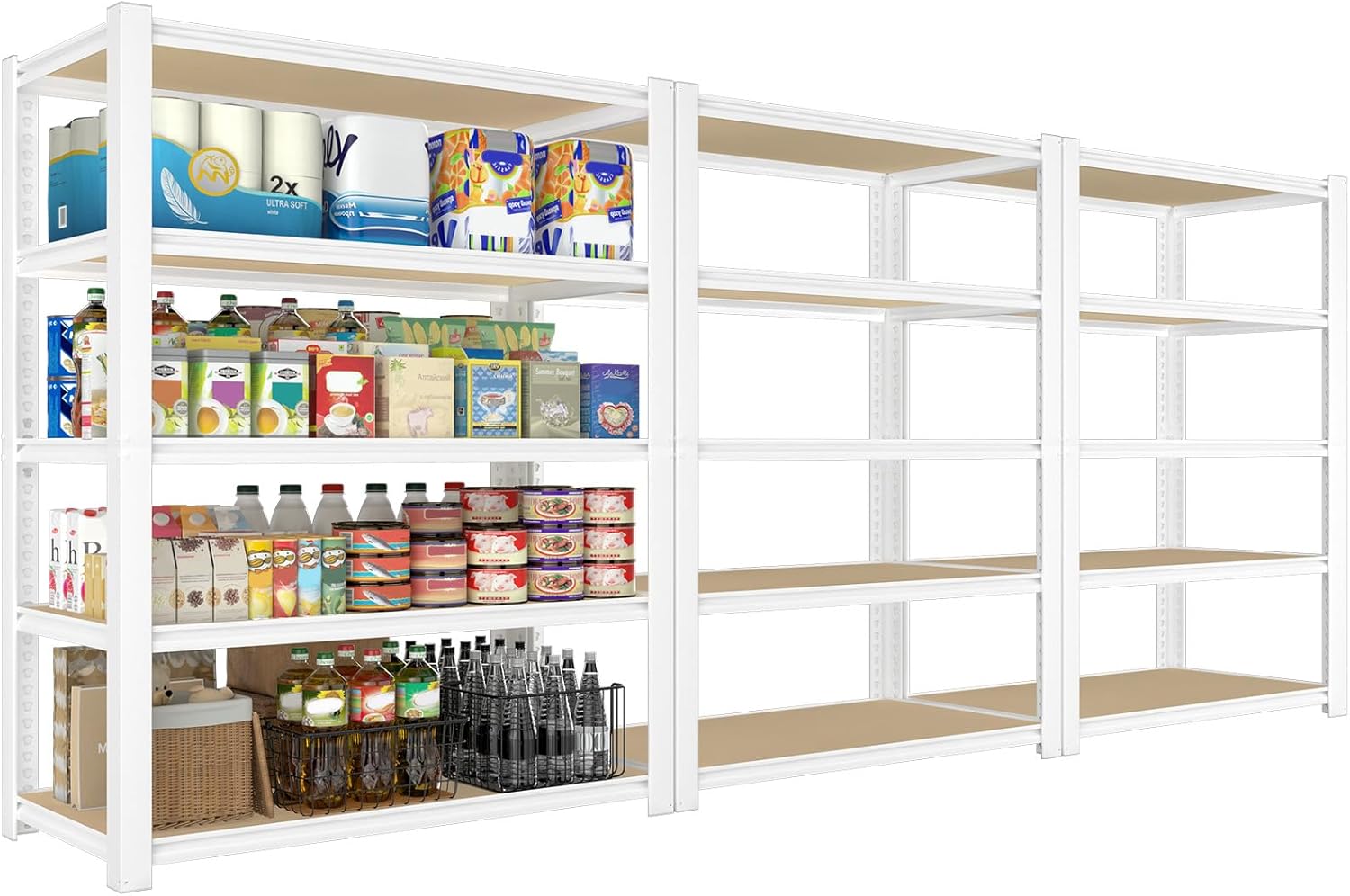 5-Tier Adjustable Metal Shelving Unit, Heavy Duty Utility Storage Rack for Kitchen, Pantry & Closet, 36"W x 16"D x 72"H, White