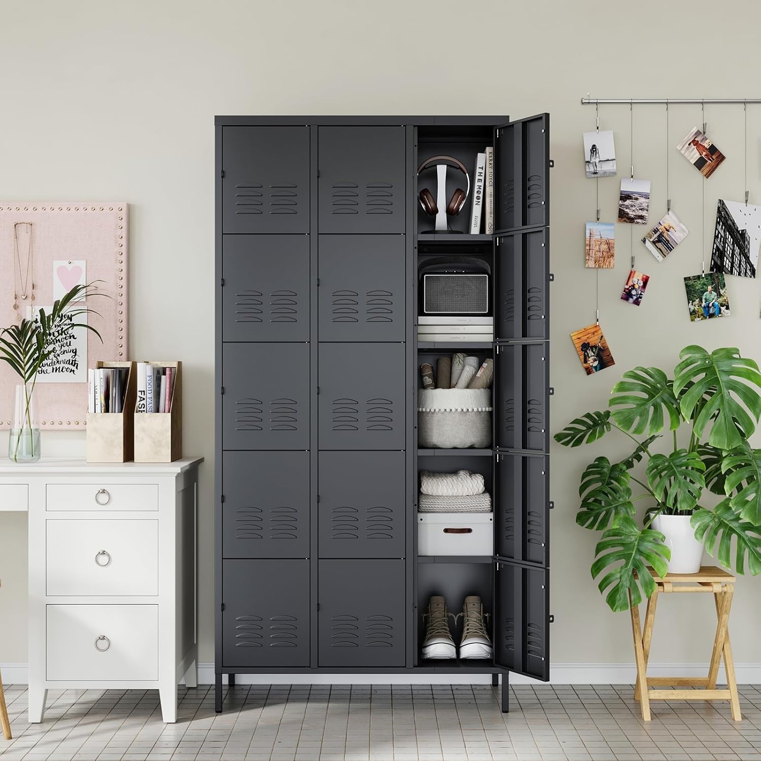 Metal Lockers for Employees-6 Door Storage Locker with Shelves and Lockable Steel Cabinet for School,Gym,Office,Staff (Gray, 6 Door)