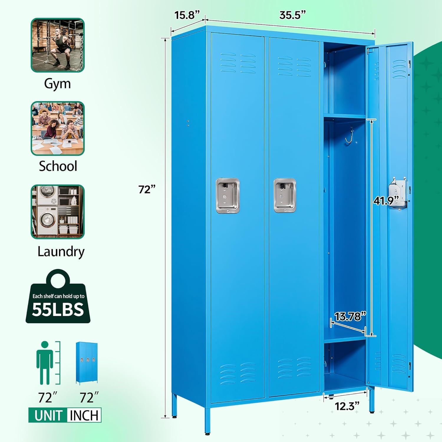 Metal Lockers for Employees-6 Door Storage Locker with Shelves and Lockable Steel Cabinet for School,Gym,Office,Staff (Gray, 6 Door)