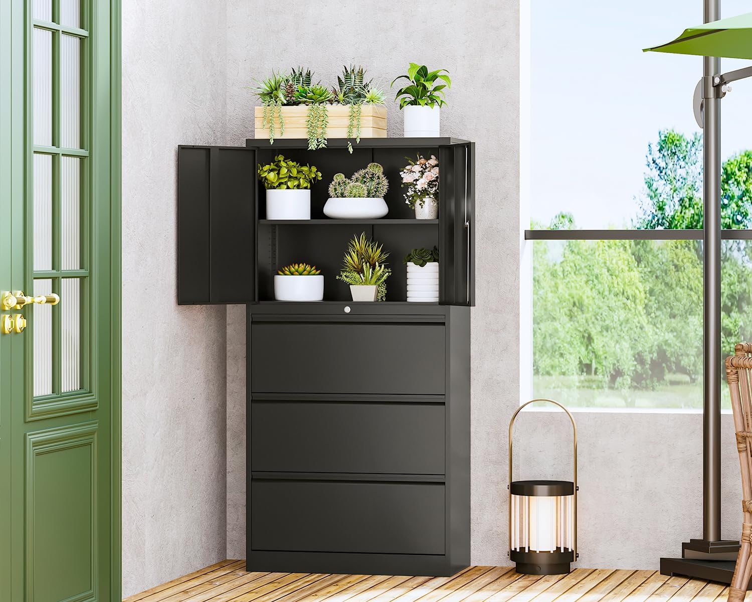 Metal Storage Cabinets for Home Office,File Cabinet-2 Drawers with Lock and Adjustable Shelves-Hang Legal/Letter/A4/F4 Size Filing-White