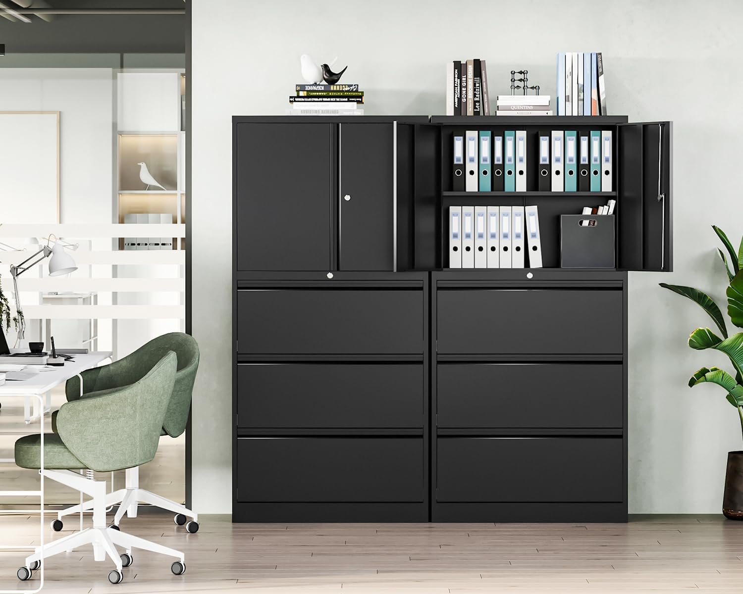 Metal Storage Cabinets for Home Office,File Cabinet-2 Drawers with Lock and Adjustable Shelves-Hang Legal/Letter/A4/F4 Size Filing-White