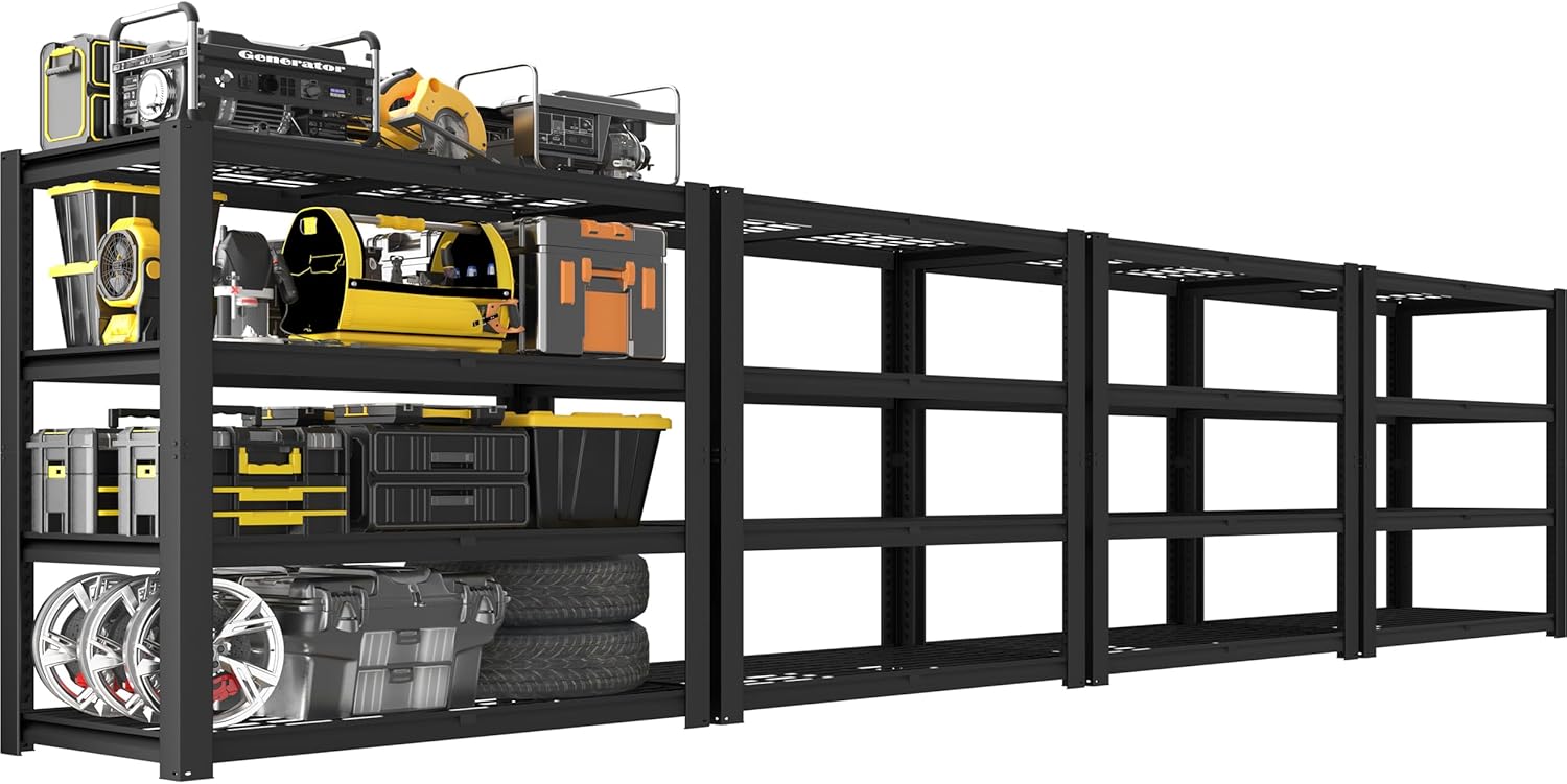 4-Tier Heavy Duty Wire Shelving Unit, Adjustable Garage Storage Rack for Warehouse, Basement & Pantry, 40"W x 20"D x 60"H, Black