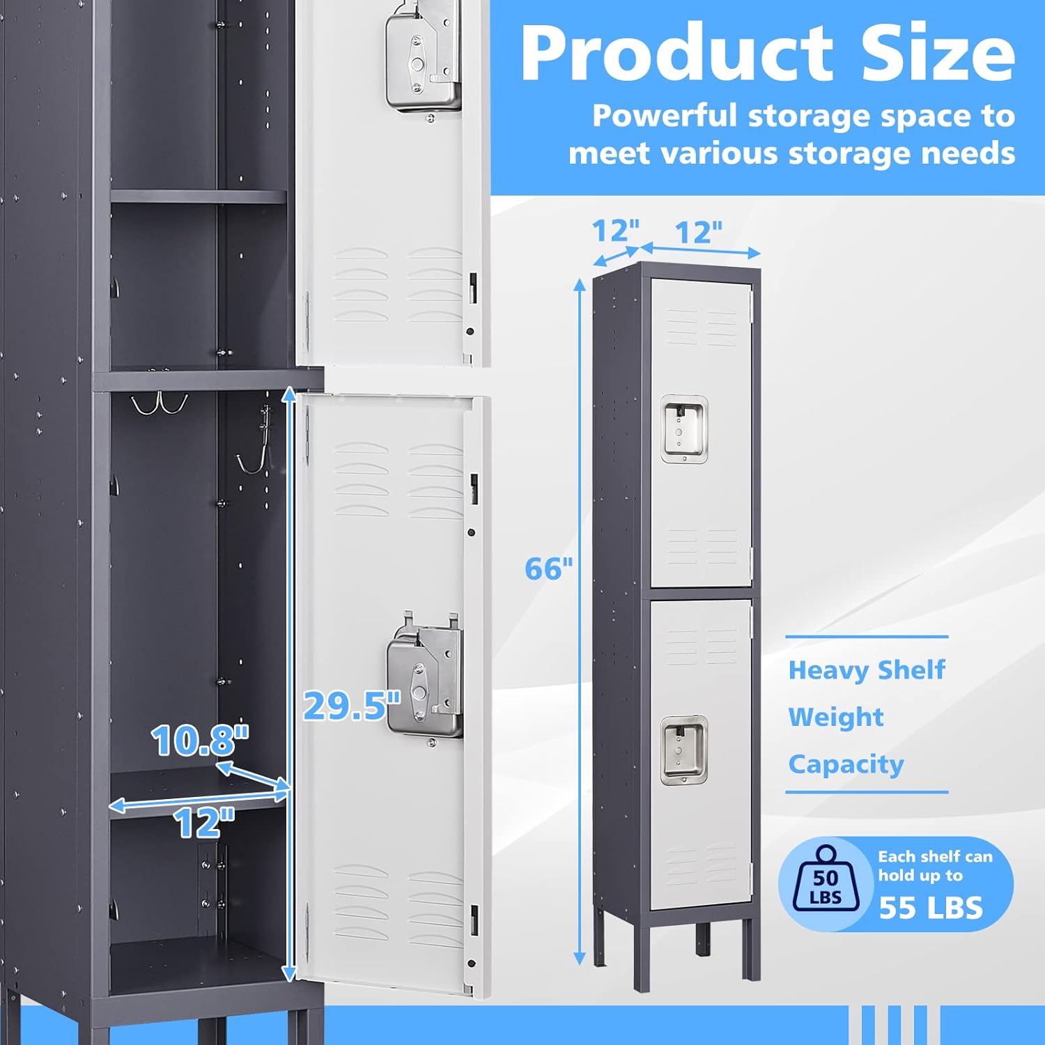 Storage Lockers with Lock Door,Metal Storage Cabinet 4 Tier for Employees, School,Gym, Home,Office(4 Door-Gray)