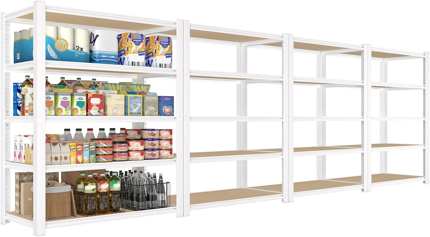 5-Tier Adjustable Metal Shelving Unit, Heavy Duty Utility Storage Rack for Kitchen, Pantry & Closet, 36"W x 16"D x 72"H, White