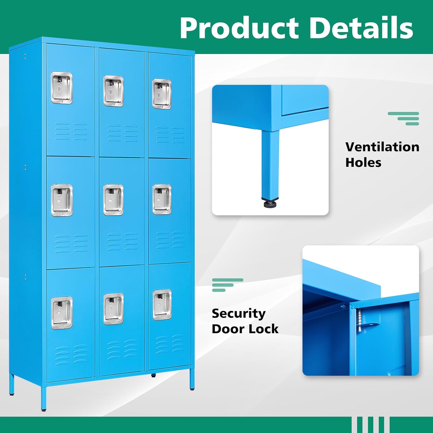 Metal Lockers for Employees-6 Door Storage Locker with Shelves and Lockable Steel Cabinet for School,Gym,Office,Staff (Gray, 6 Door)
