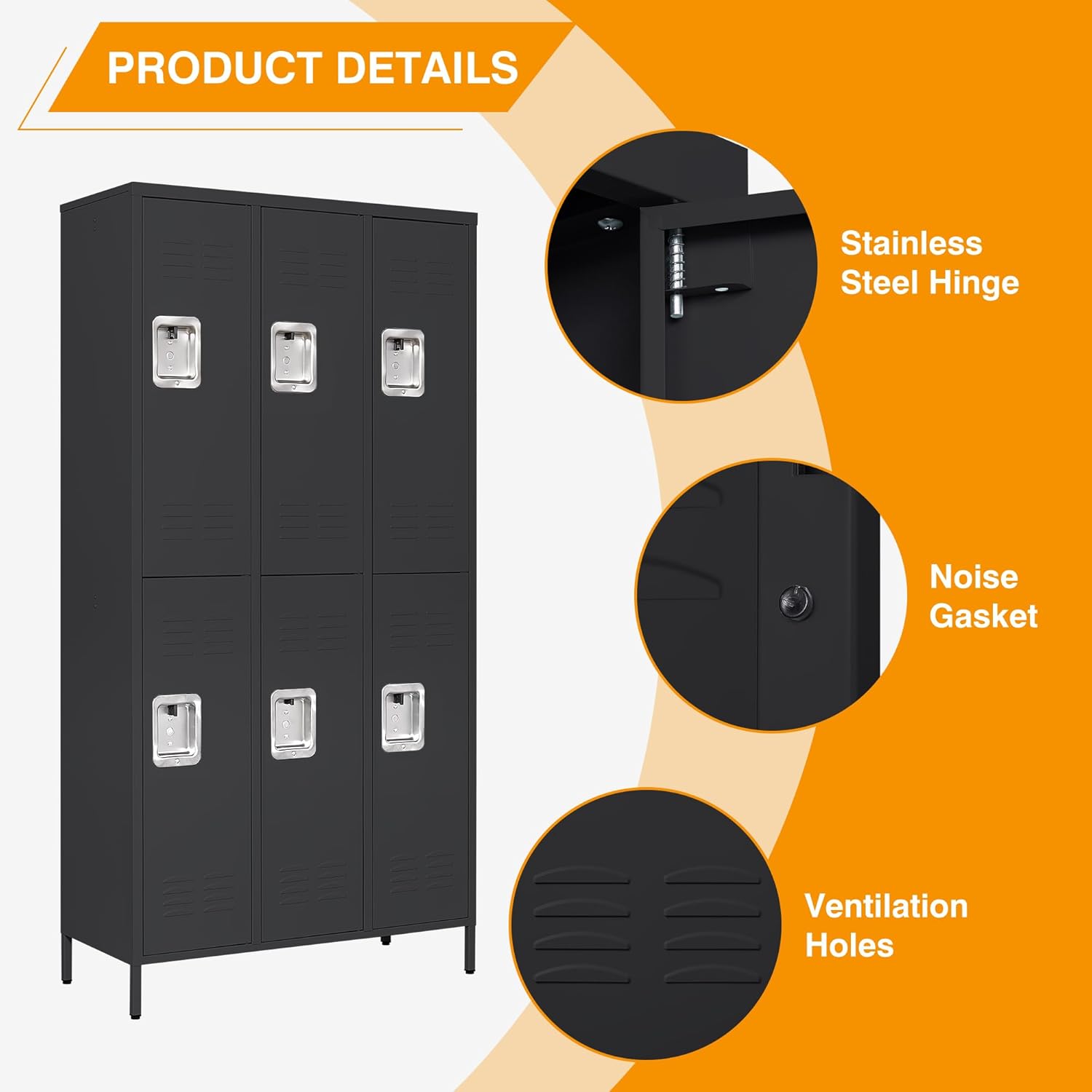 Metal Lockers for Employees-6 Door Storage Locker with Shelves and Lockable Steel Cabinet for School,Gym,Office,Staff (Gray, 6 Door)