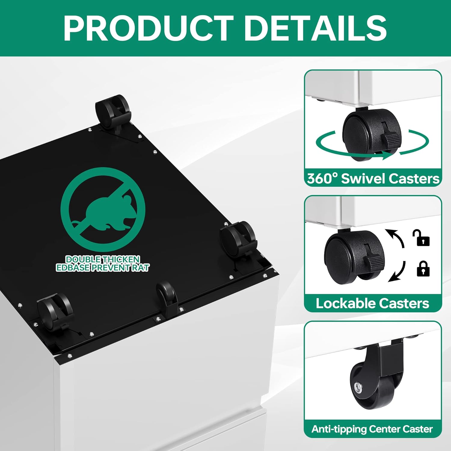 3 Drawer Mobile File Cabinet with Lock,Under Desk Metal Filing Cabinets for Home Office Organizer Letters/Legal/A4((Fully Assembled-Black)