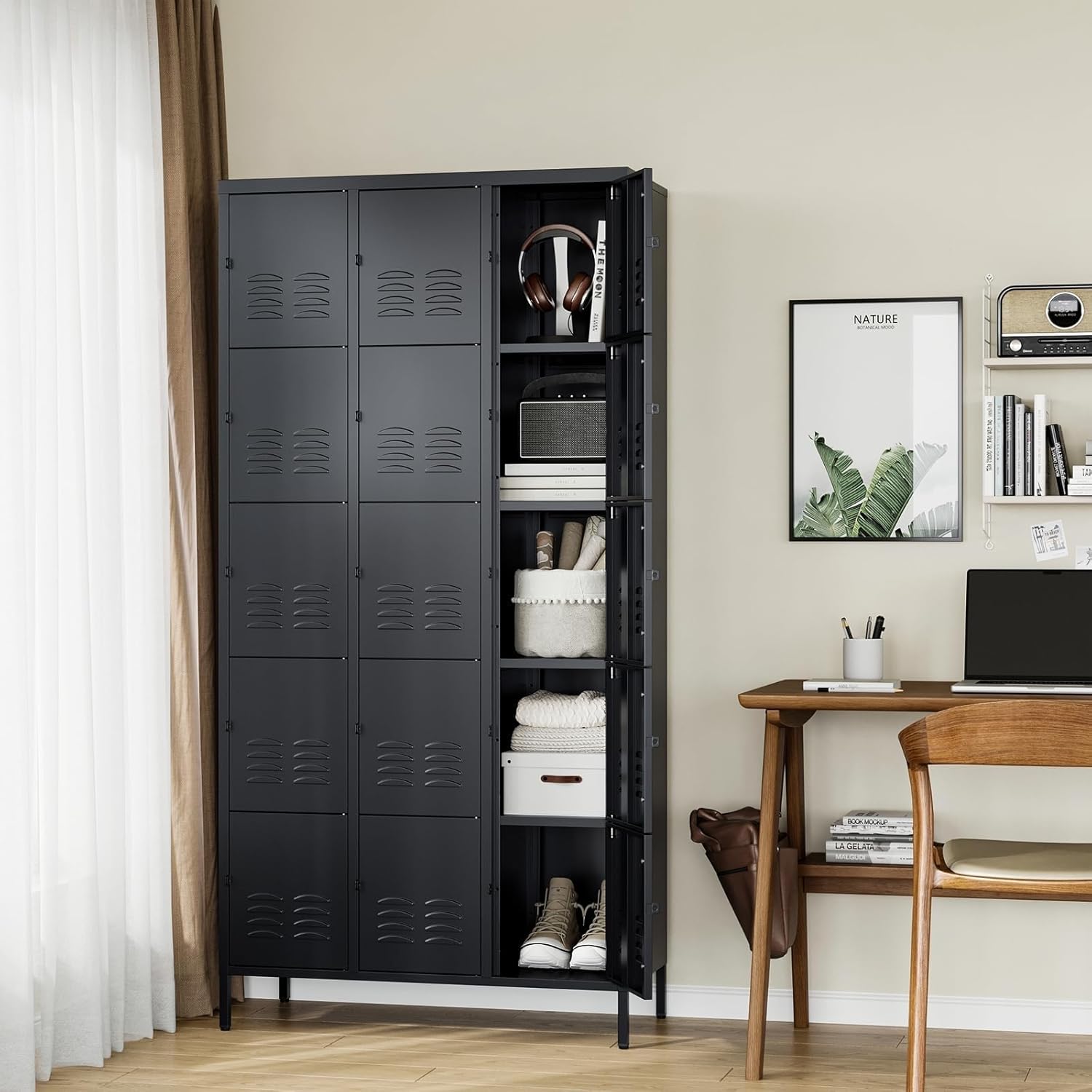 Metal Lockers for Employees-6 Door Storage Locker with Shelves and Lockable Steel Cabinet for School,Gym,Office,Staff (Gray, 6 Door)