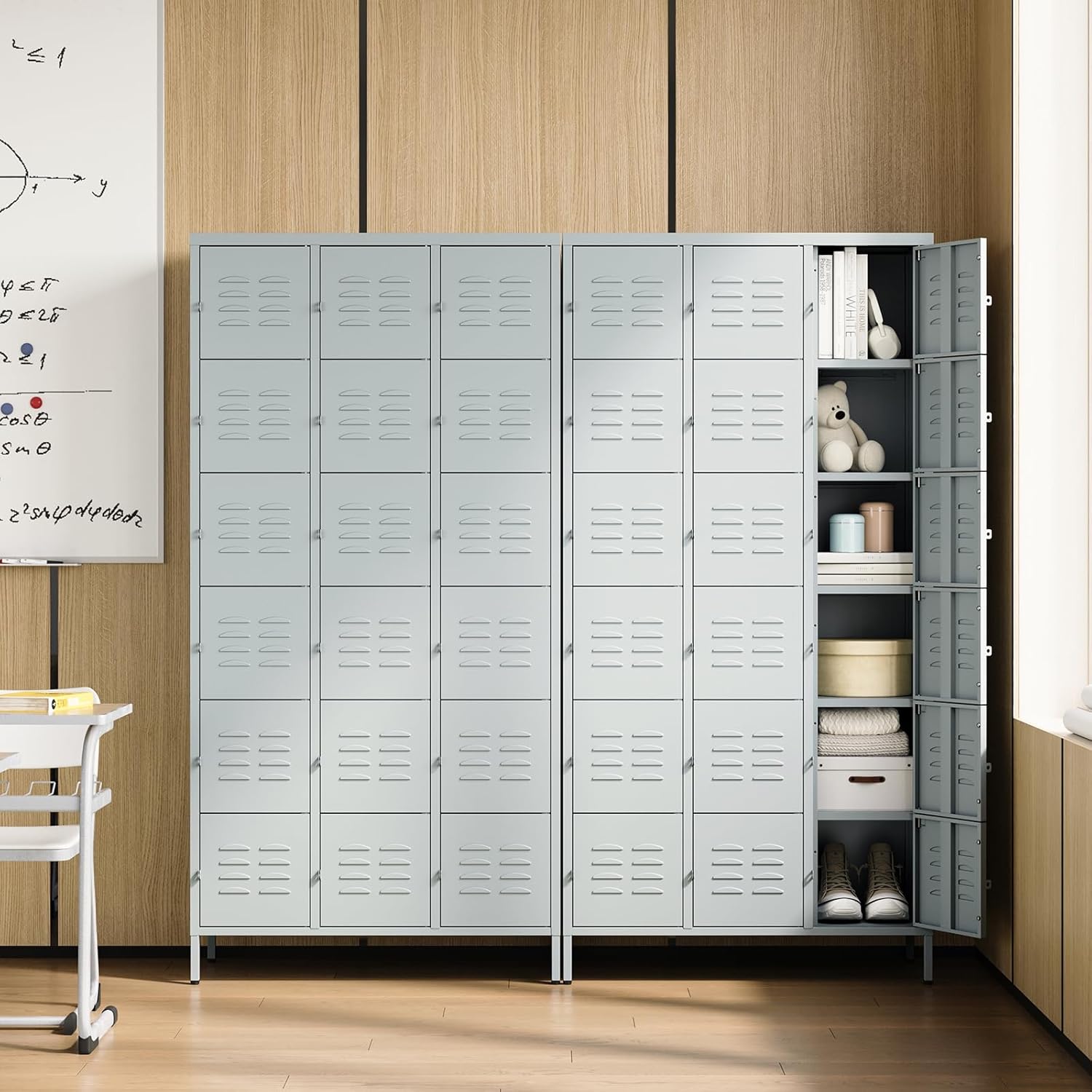 Metal Lockers for Employees-6 Door Storage Locker with Shelves and Lockable Steel Cabinet for School,Gym,Office,Staff (Gray, 6 Door)