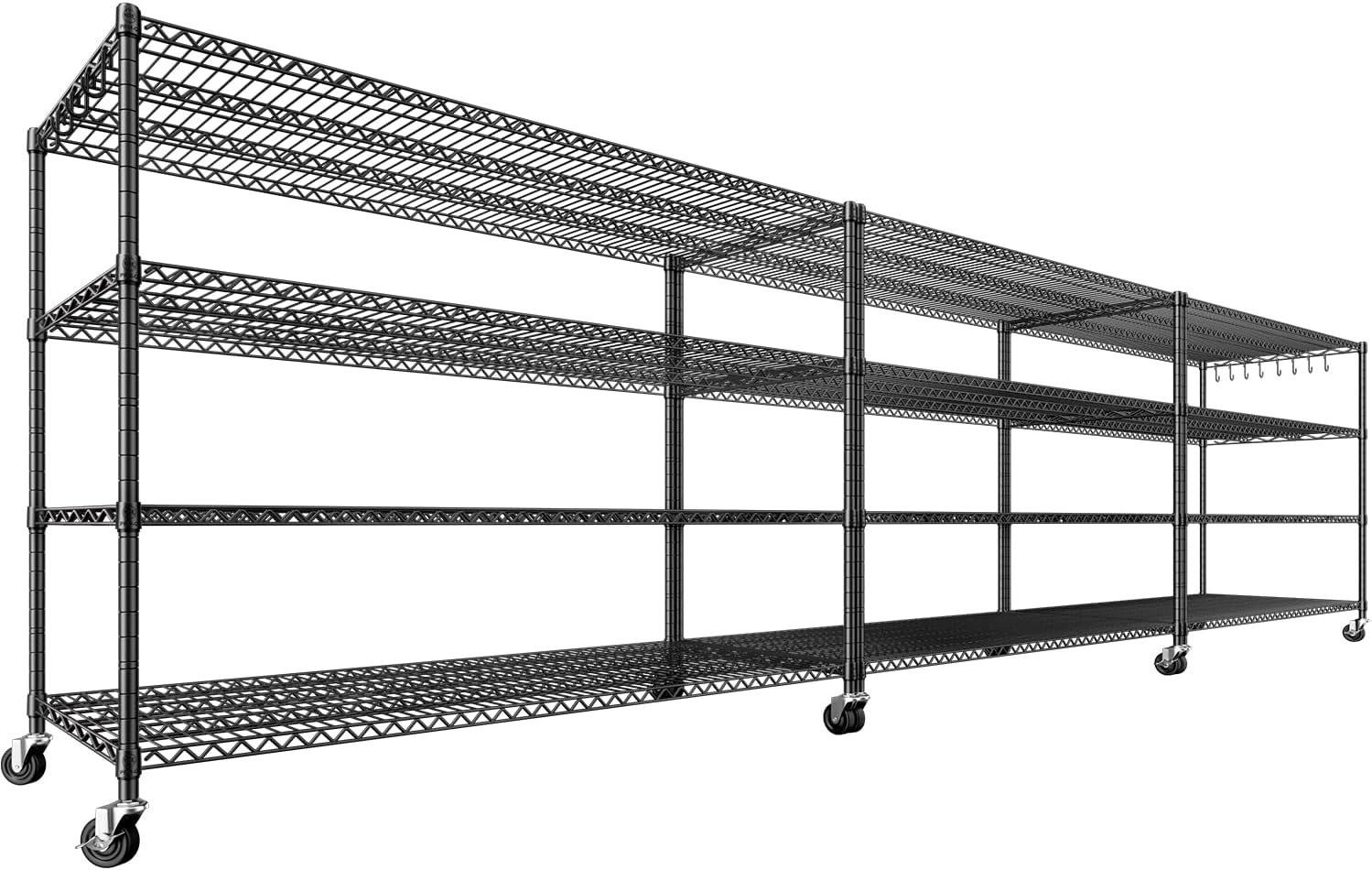 4-Tier Heavy Duty Wire Shelving with Wheels, Adjustable NSF-Certified Rolling Storage Rack for Garage & Pantry, 60"W x 24"D x 76"H