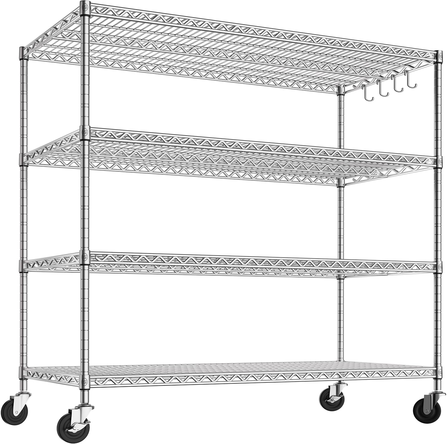 5-Tier Heavy Duty Wire Shelving with Wheels, Adjustable NSF-Certified Rolling Storage Rack for Kitchen, Garage & Laundry, 36"W x 14"D x 74"H