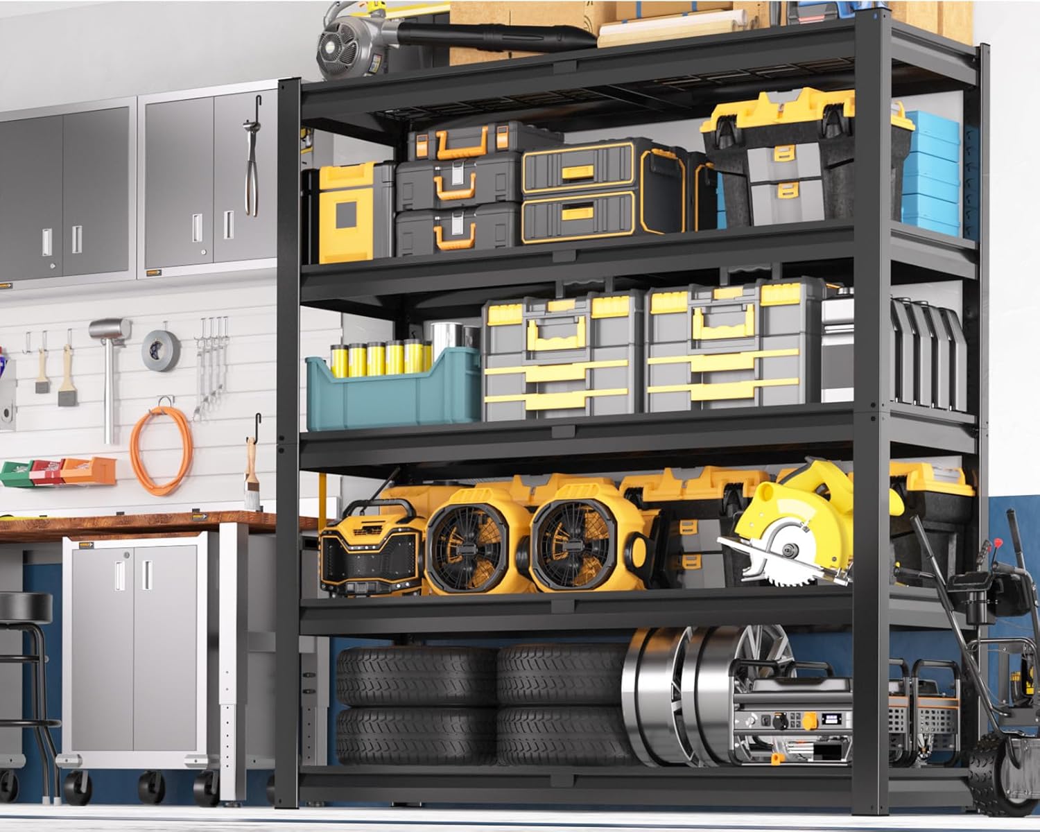 4-Tier Heavy Duty Metal Wire Shelving, Adjustable 2200 lbs Garage Storage Rack for Basement, Pantry & Warehouse, 40"W x 20"D x 60"H