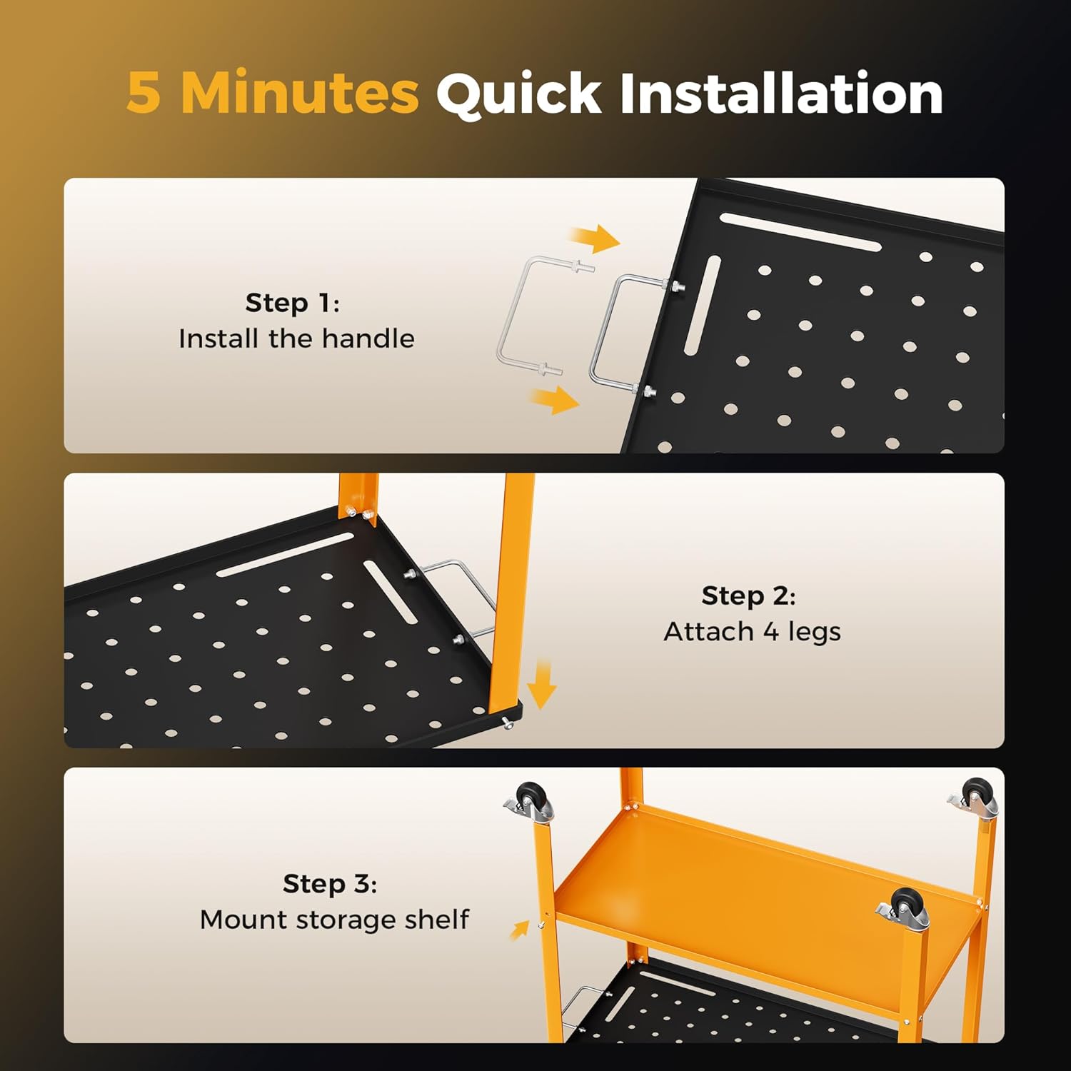 36"W x 18"D Heavy Duty Welding Table, 1200 lbs Steel Welding Workbench with Locking Casters, Storage Tray & Fixture Holes for Garage & Workshop, Black