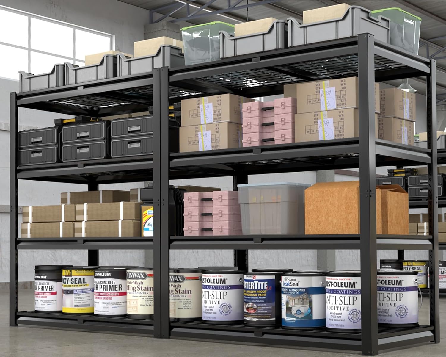 4-Tier Heavy Duty Wire Shelving Unit, Adjustable Garage Storage Rack for Warehouse, Basement & Pantry, 40"W x 20"D x 60"H, Black