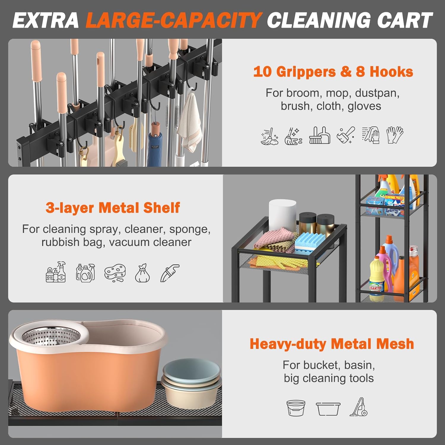 Vacuum Stand for Dyson and Broom Storage Cart