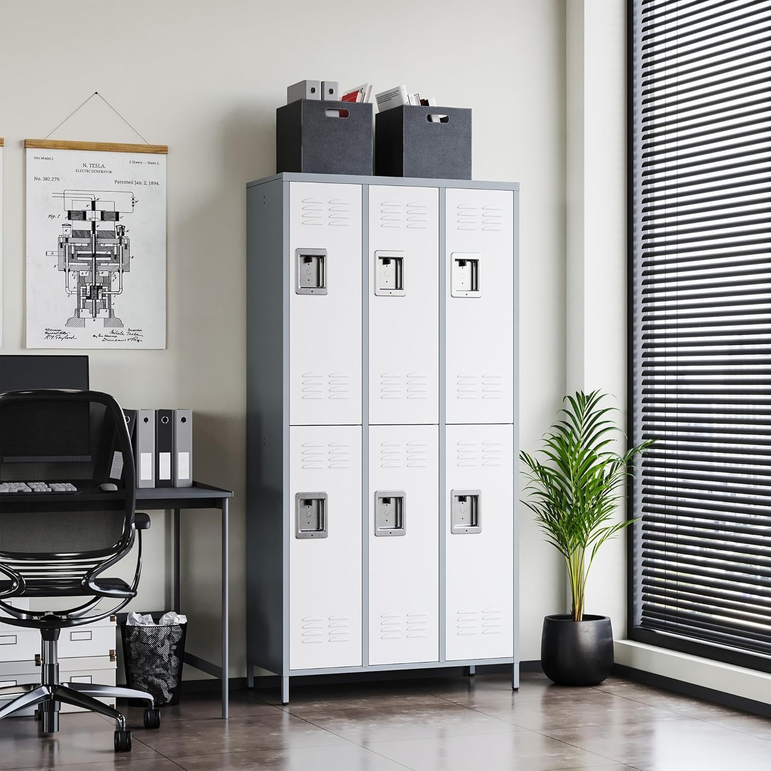 Metal Lockers for Employees-6 Door Storage Locker with Shelves and Lockable Steel Cabinet for School,Gym,Office,Staff (Gray, 6 Door)