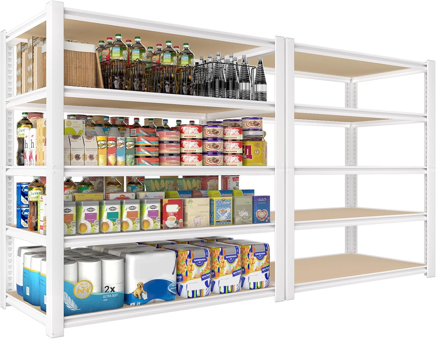 5-Tier Adjustable Metal Shelving Unit, Heavy Duty Utility Storage Rack for Kitchen, Pantry & Closet, 36"W x 16"D x 72"H, White