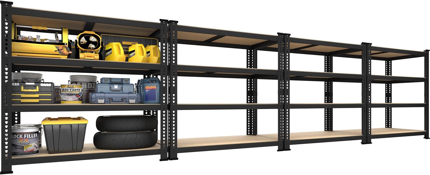 5-Tier Heavy Duty Metal Storage Shelving Unit, Adjustable Garage Utility Rack for Warehouse, Pantry & Closet, 47"W x 23.6"D x 71"H, Black