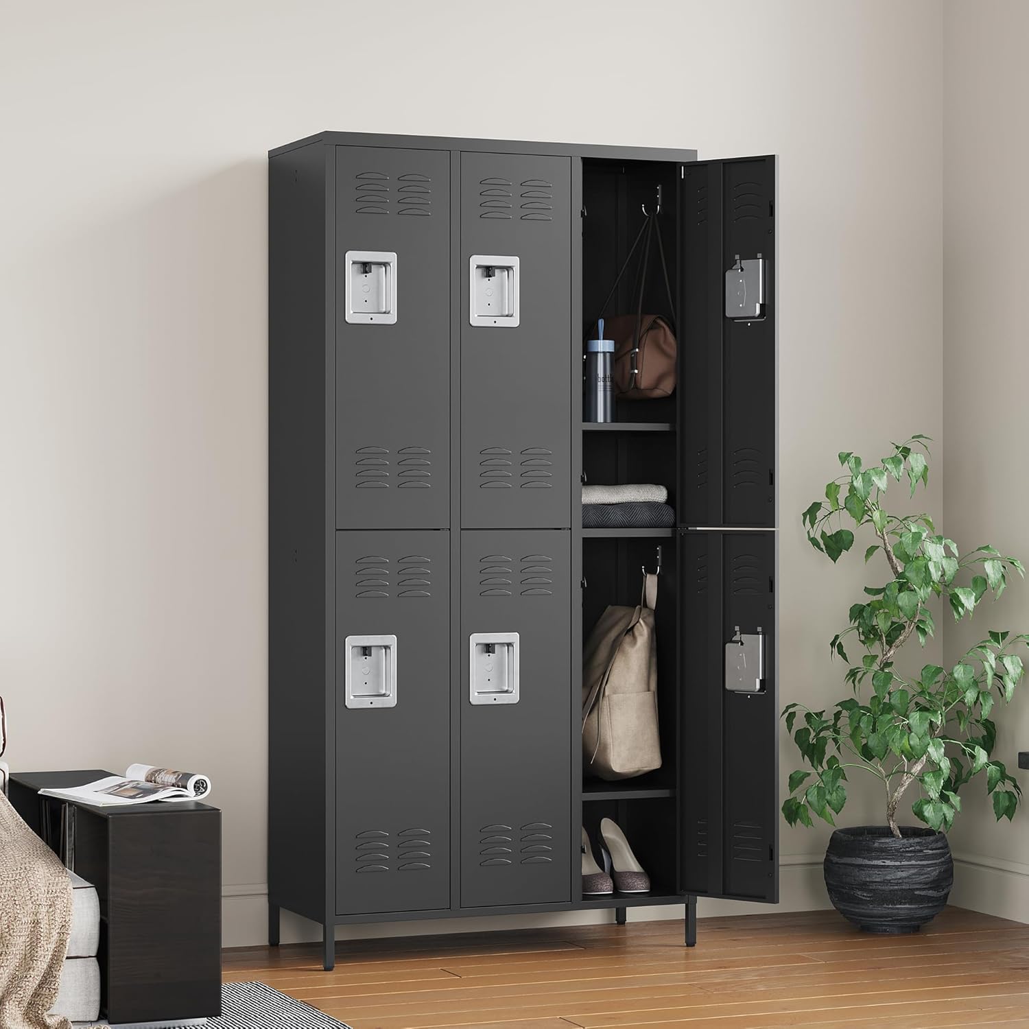 Metal Lockers for Employees-6 Door Storage Locker with Shelves and Lockable Steel Cabinet for School,Gym,Office,Staff (Gray, 6 Door)