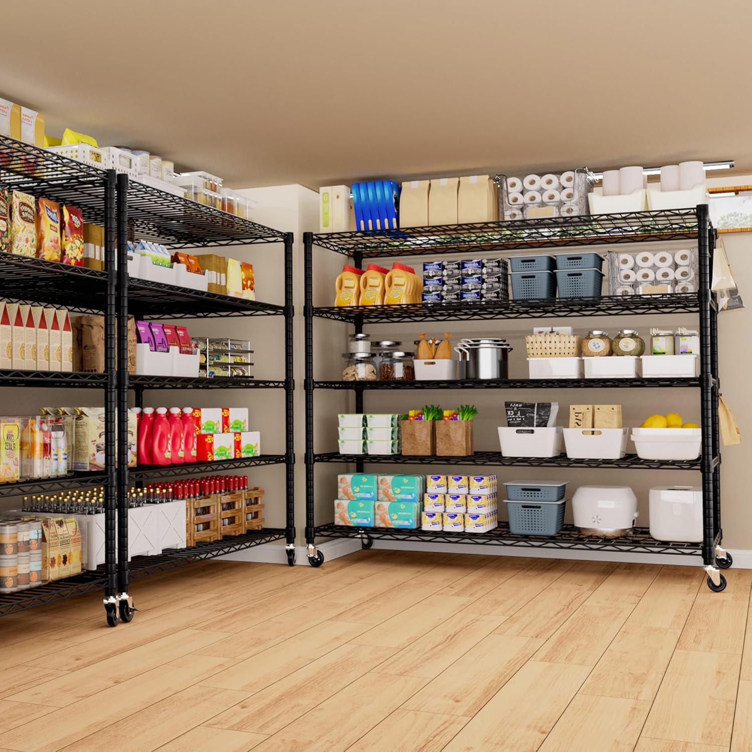 6-Tier Heavy Duty Wire Shelving with Wheels, Adjustable NSF-Certified Steel Storage Rack for Kitchen, Garage & Laundry, 36"W x 16"D x 79"H