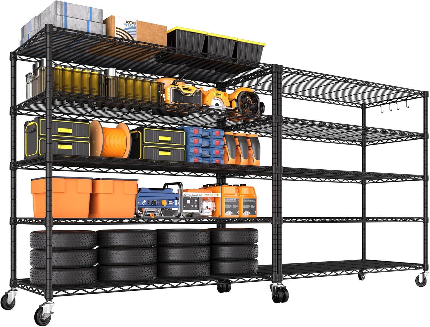 4-Tier Heavy Duty Wire Shelving with Wheels, Adjustable NSF-Certified Rolling Storage Rack for Garage & Pantry, 60"W x 24"D x 76"H