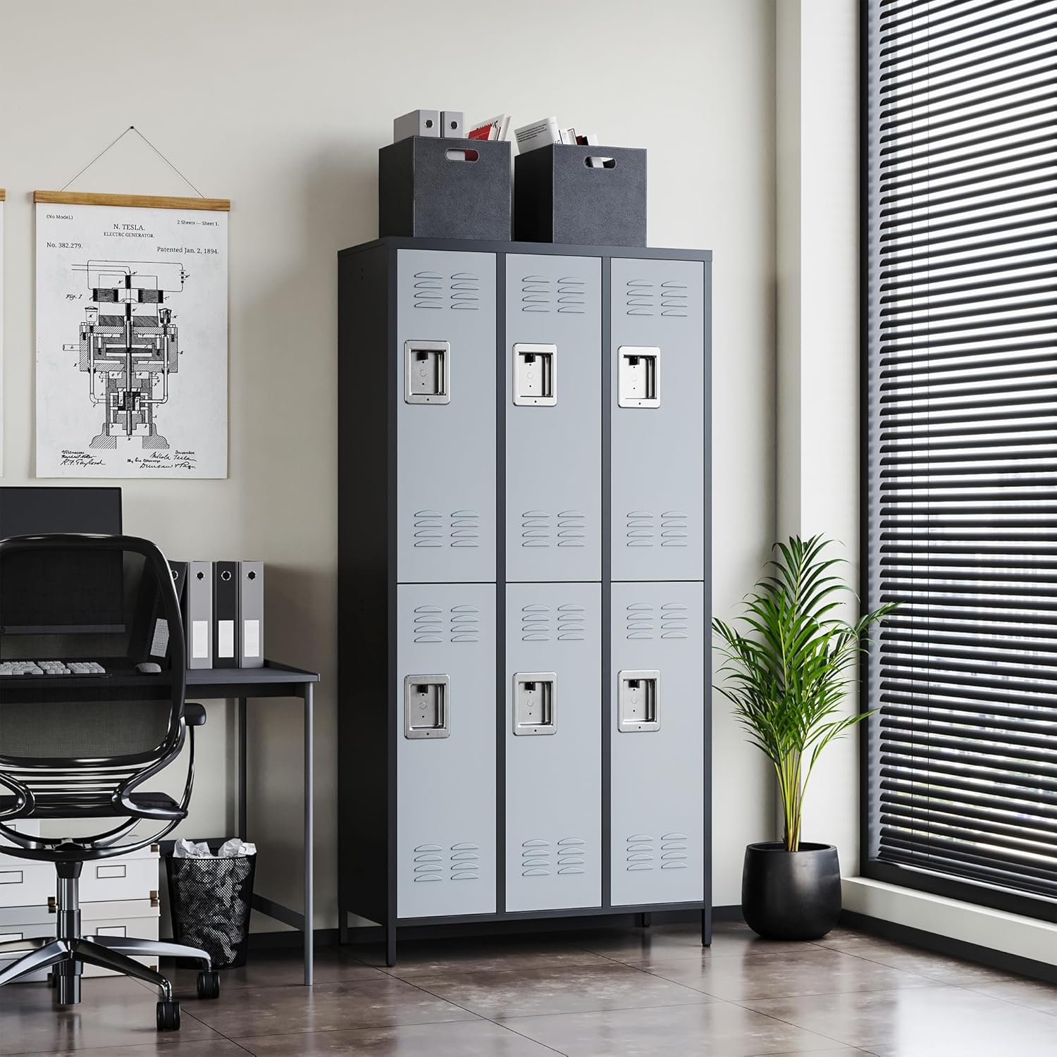 Metal Lockers for Employees-6 Door Storage Locker with Shelves and Lockable Steel Cabinet for School,Gym,Office,Staff (Gray, 6 Door)